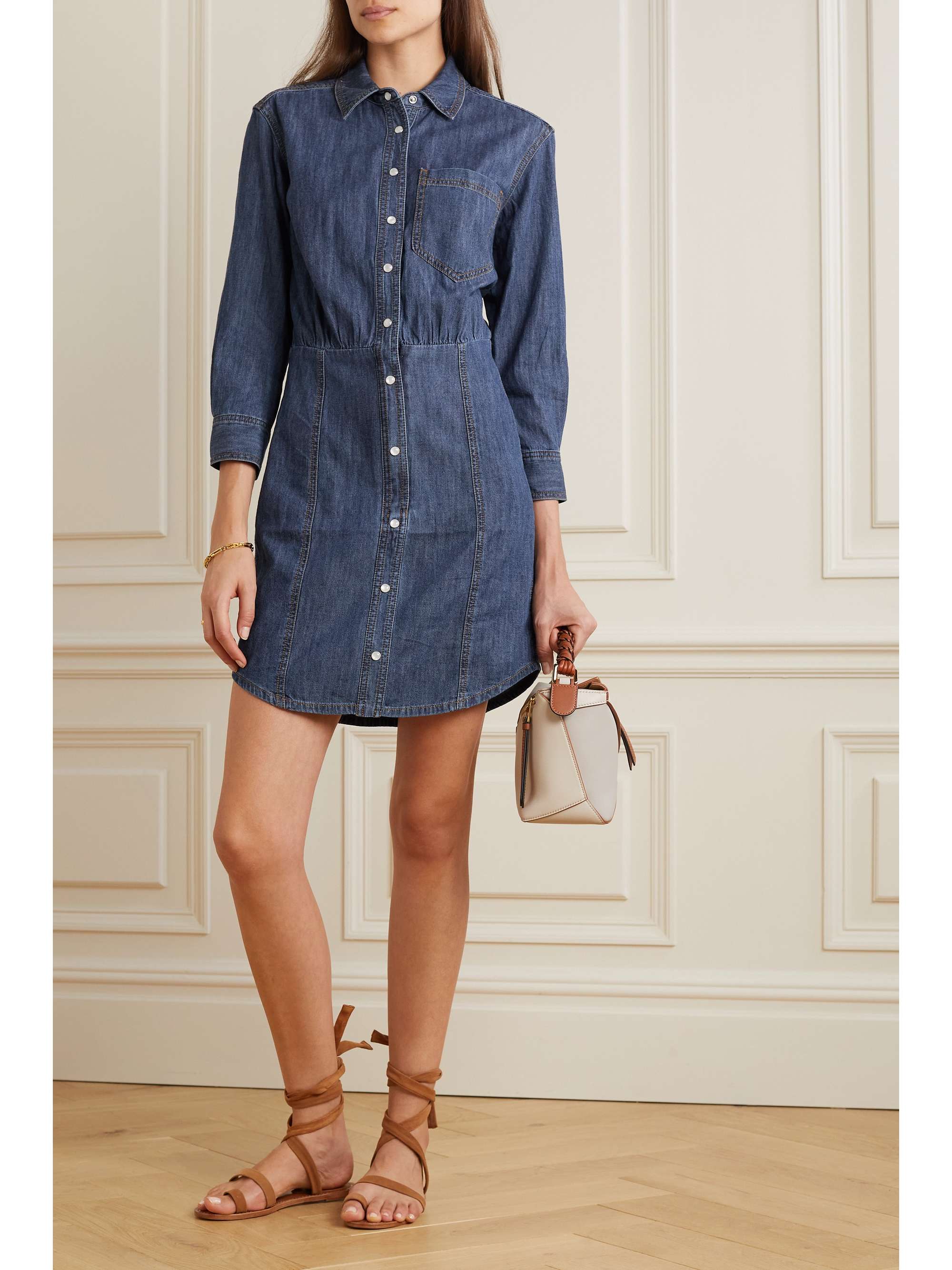 VERONICA BEARD Keston gathered denim shirt dress