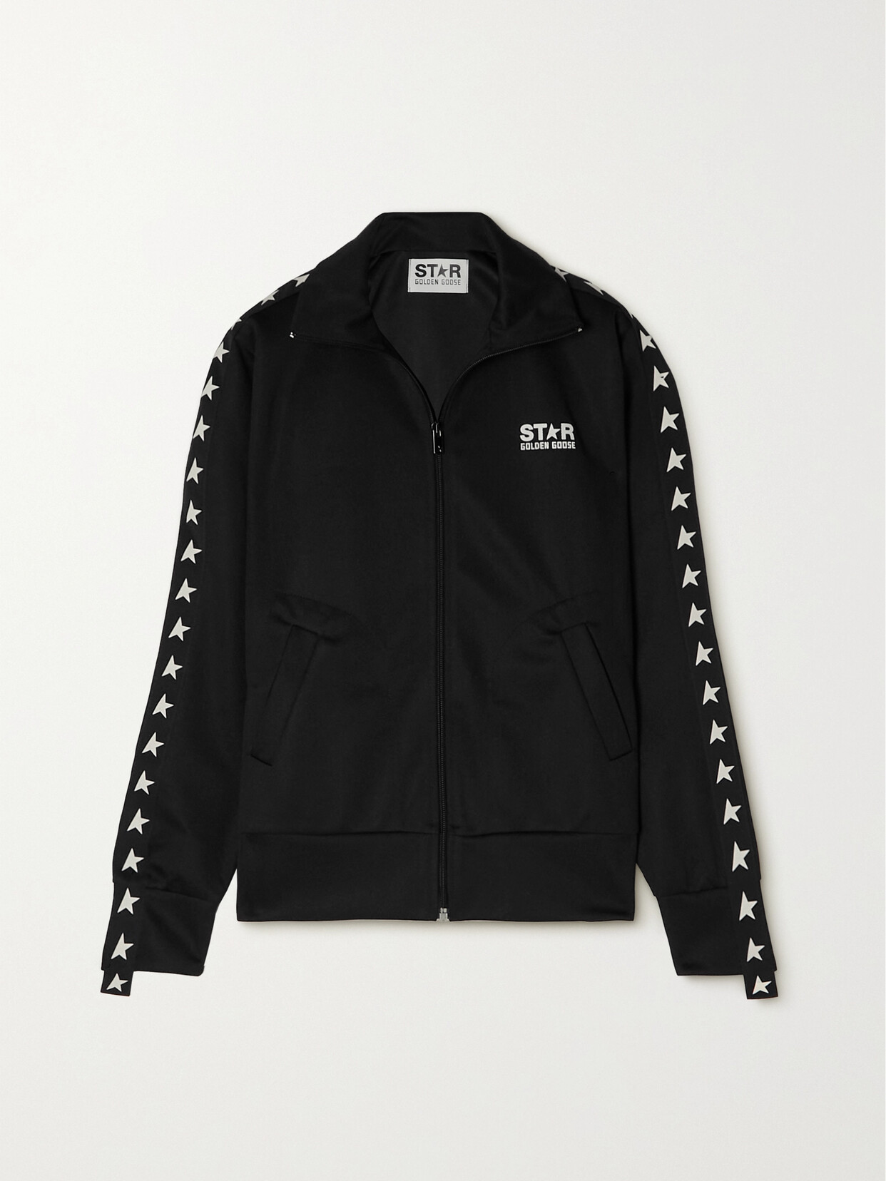 Golden Goose Star Grosgrain-trimmed Printed Jersey Track Jacket - Black