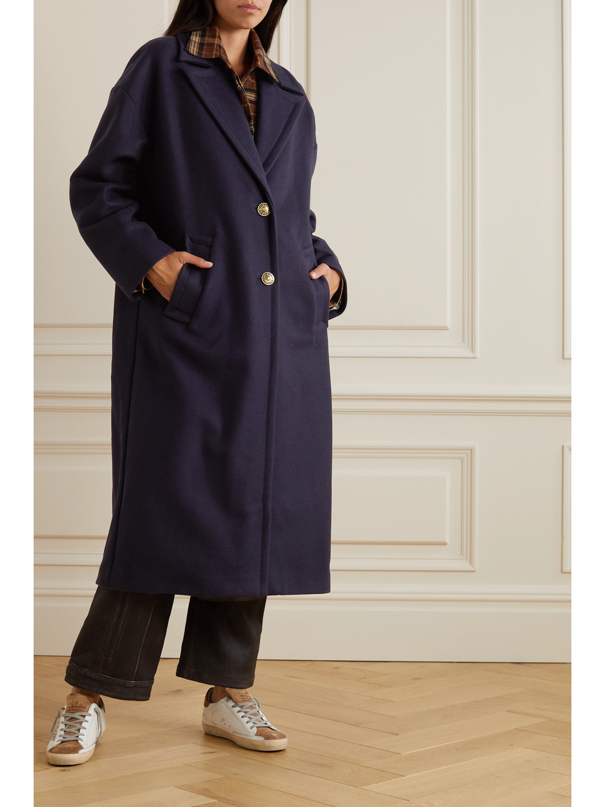 Golden Goose - Golden Cocoon Appliquéd Wool-blend Coat - Blue