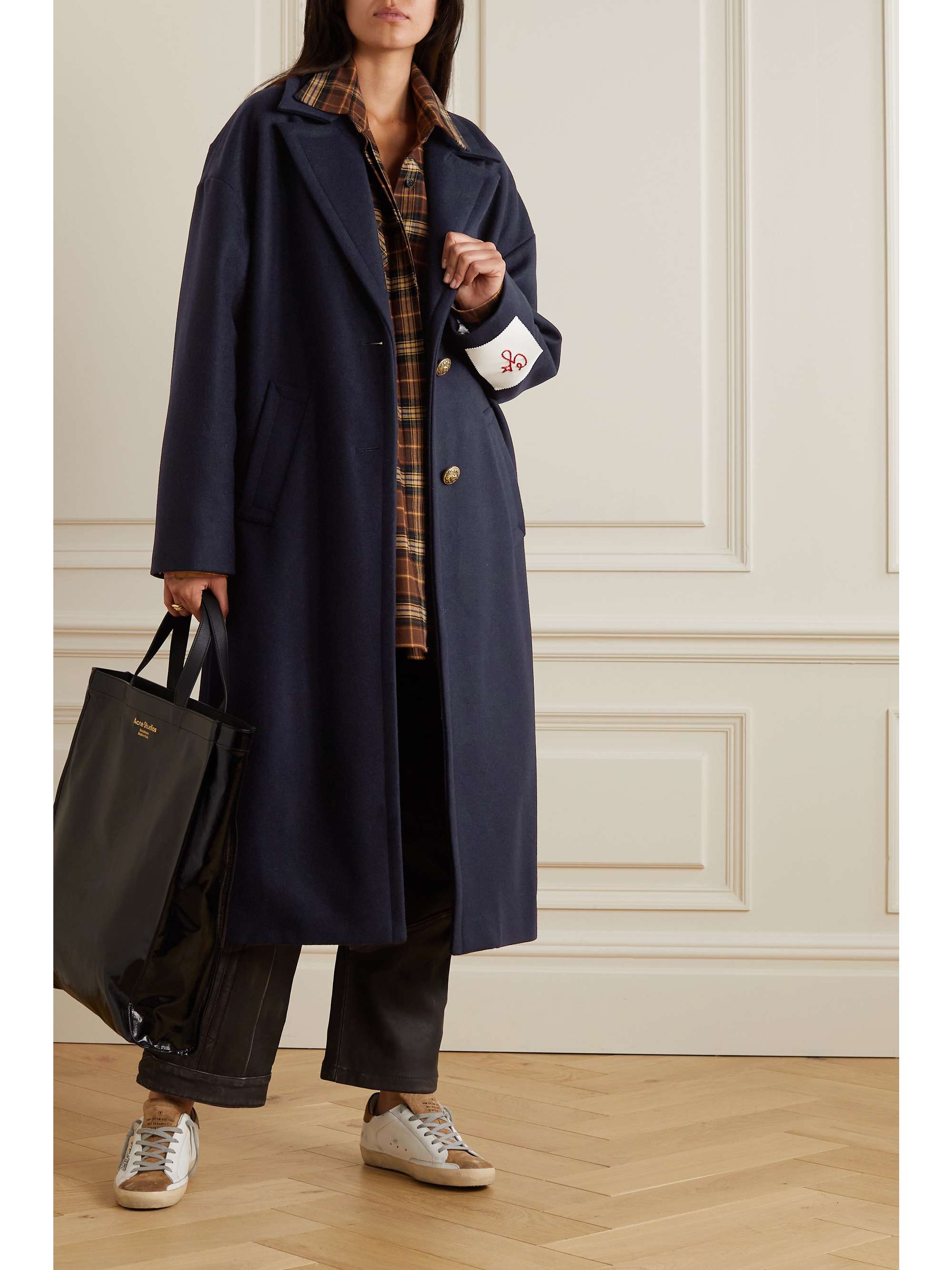 GOLDEN GOOSE Golden Cocoon appliquéd wool-blend coat | NET-A-PORTER