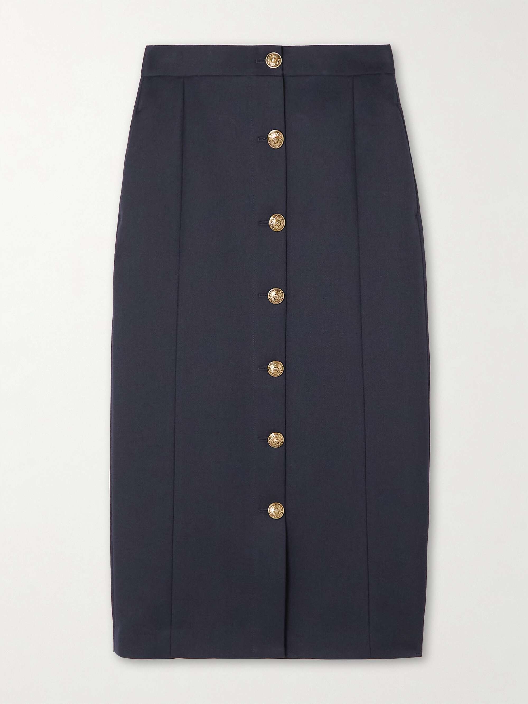 Appliqued gabardine midi skirt