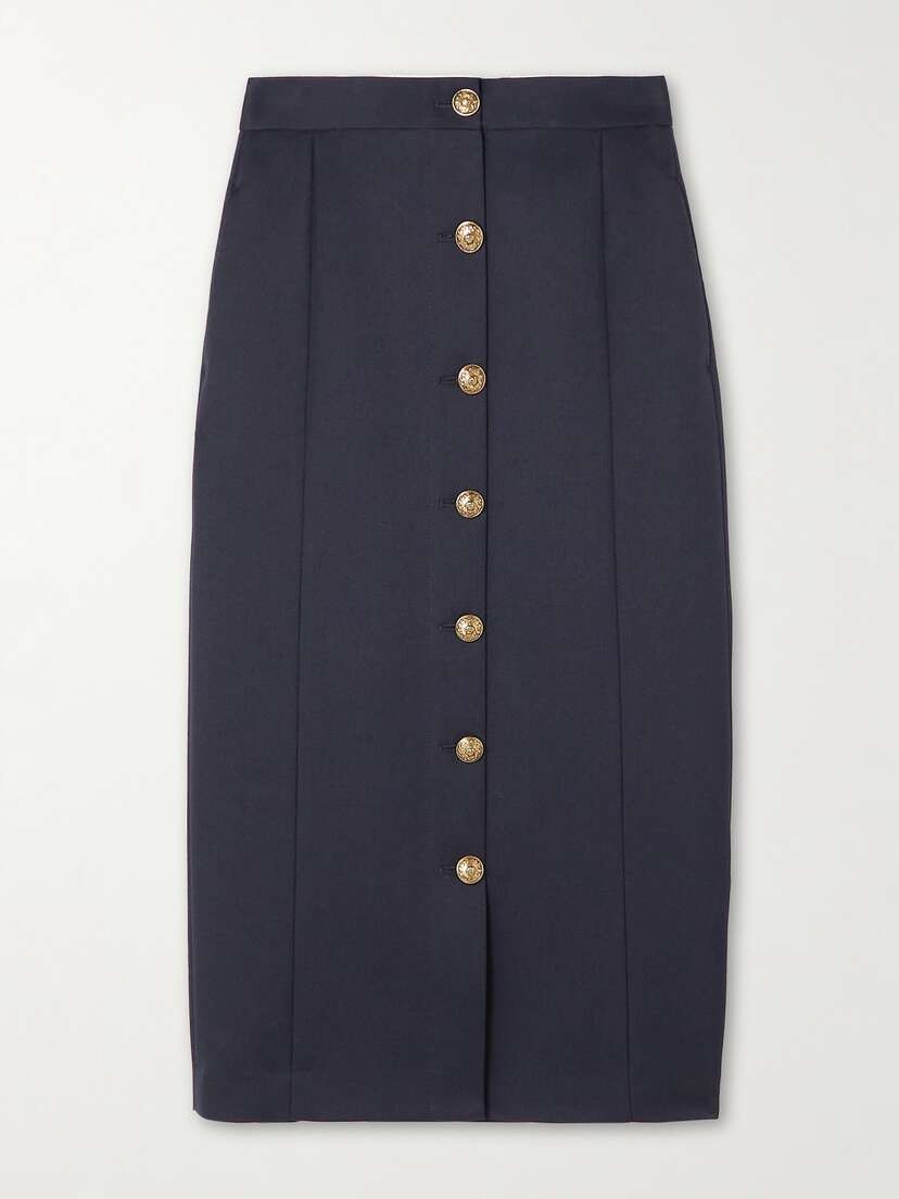 Golden Goose Appliquéd Gabardine Midi Skirt