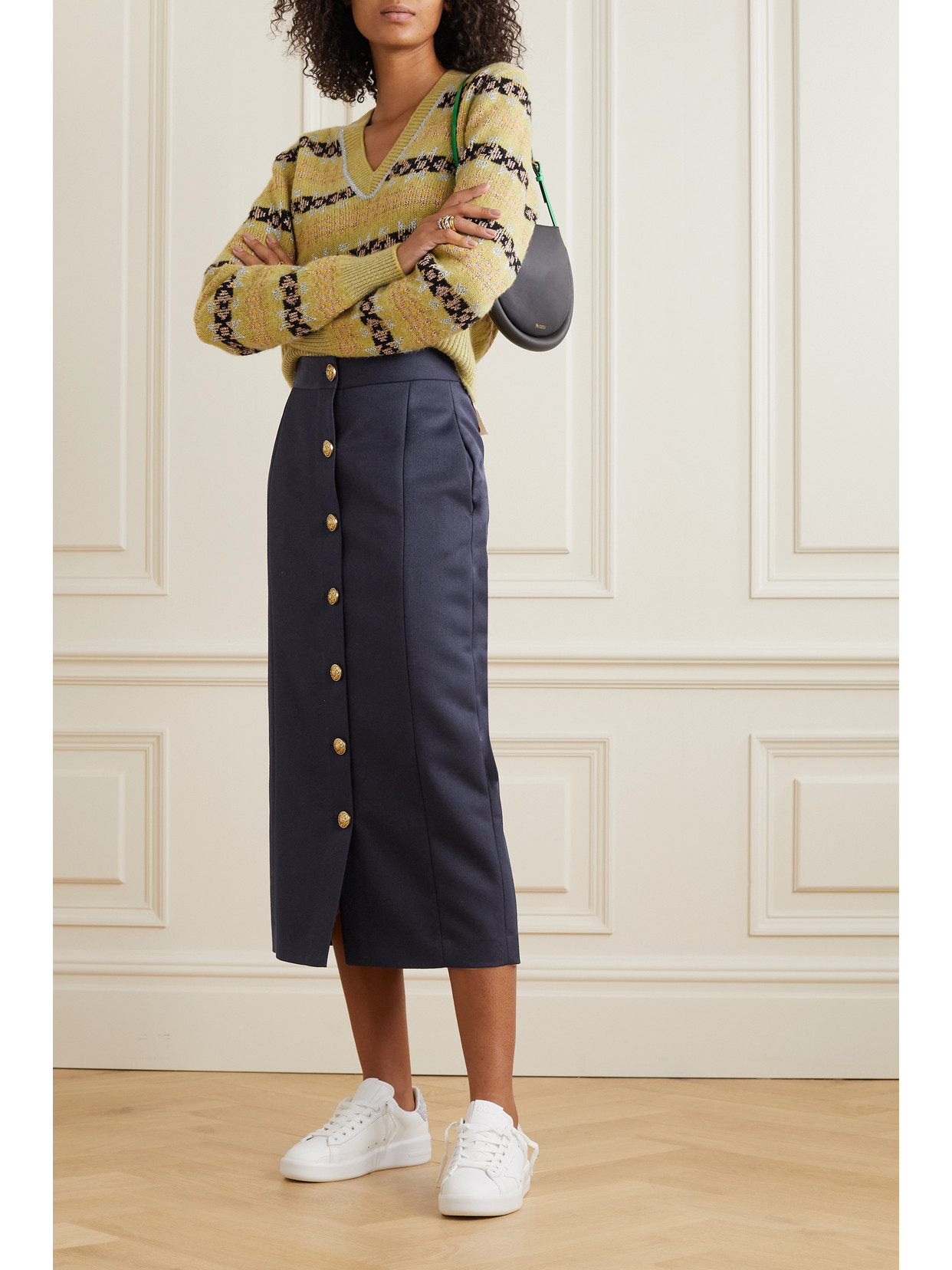 Golden Goose Golden Collection Virgin Wool Blend Pencil Skirt In Blue
