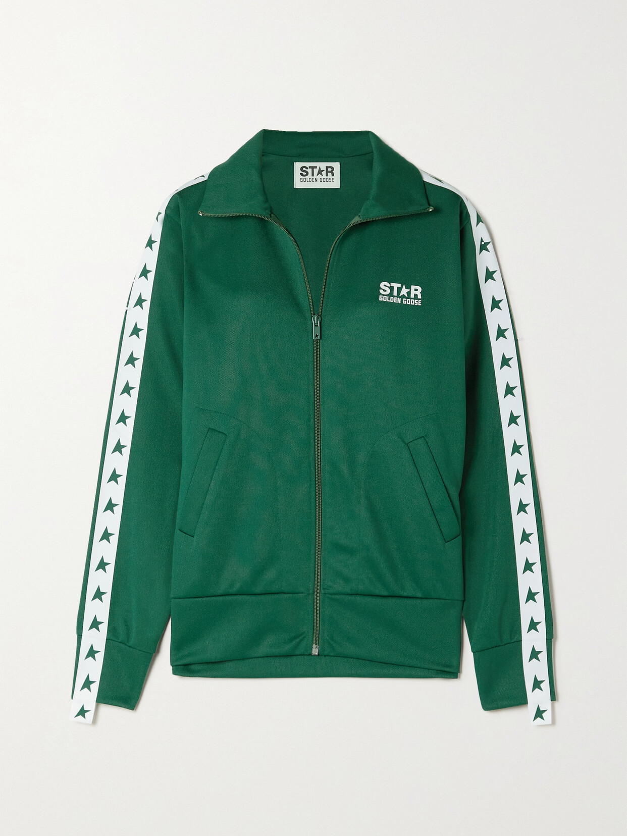 Golden Goose Webbing-trimmed Piqué Track Jacket In Green