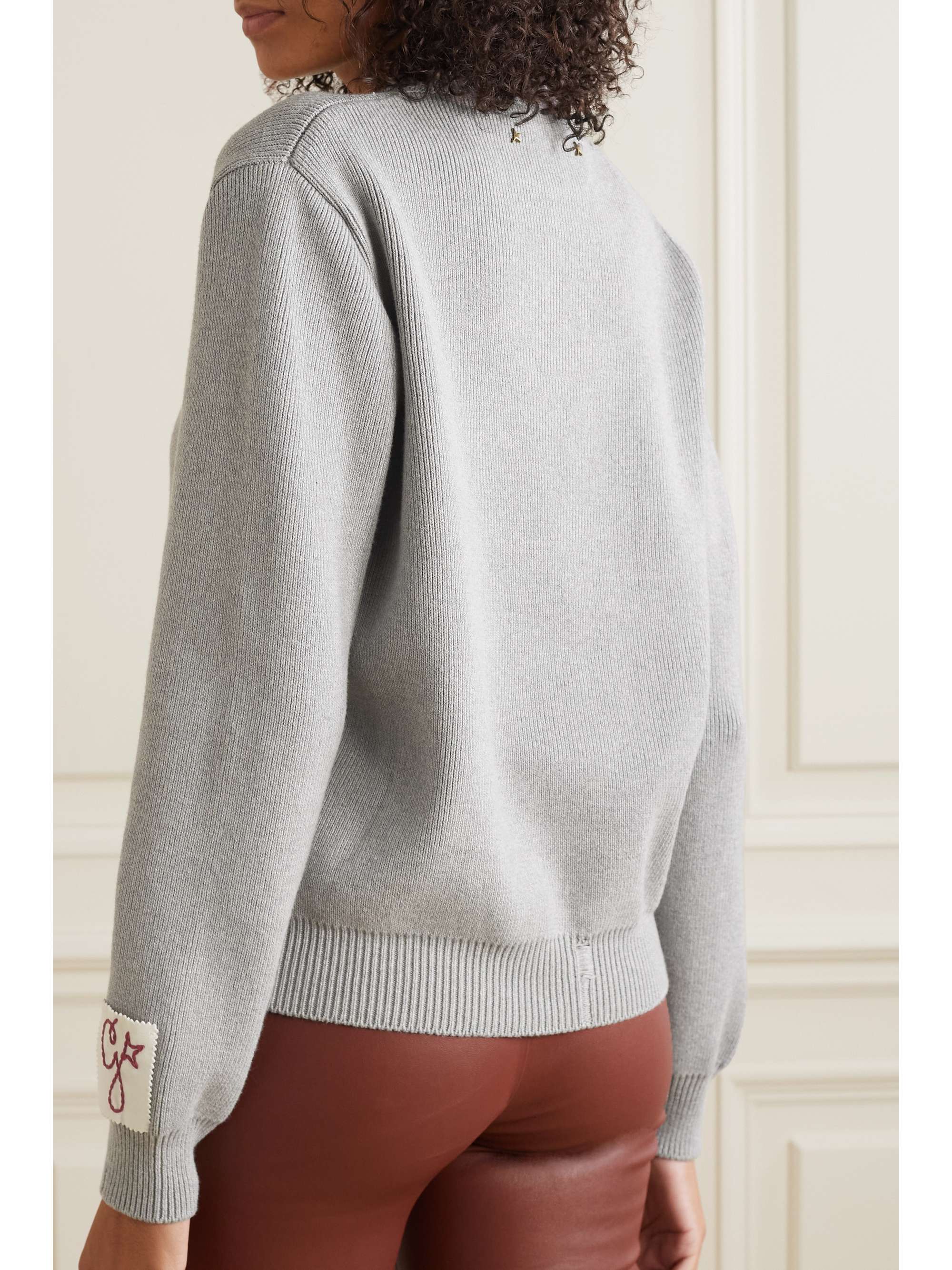 GOLDEN GOOSE Distressed ribbed cotton-blend sweatshirt