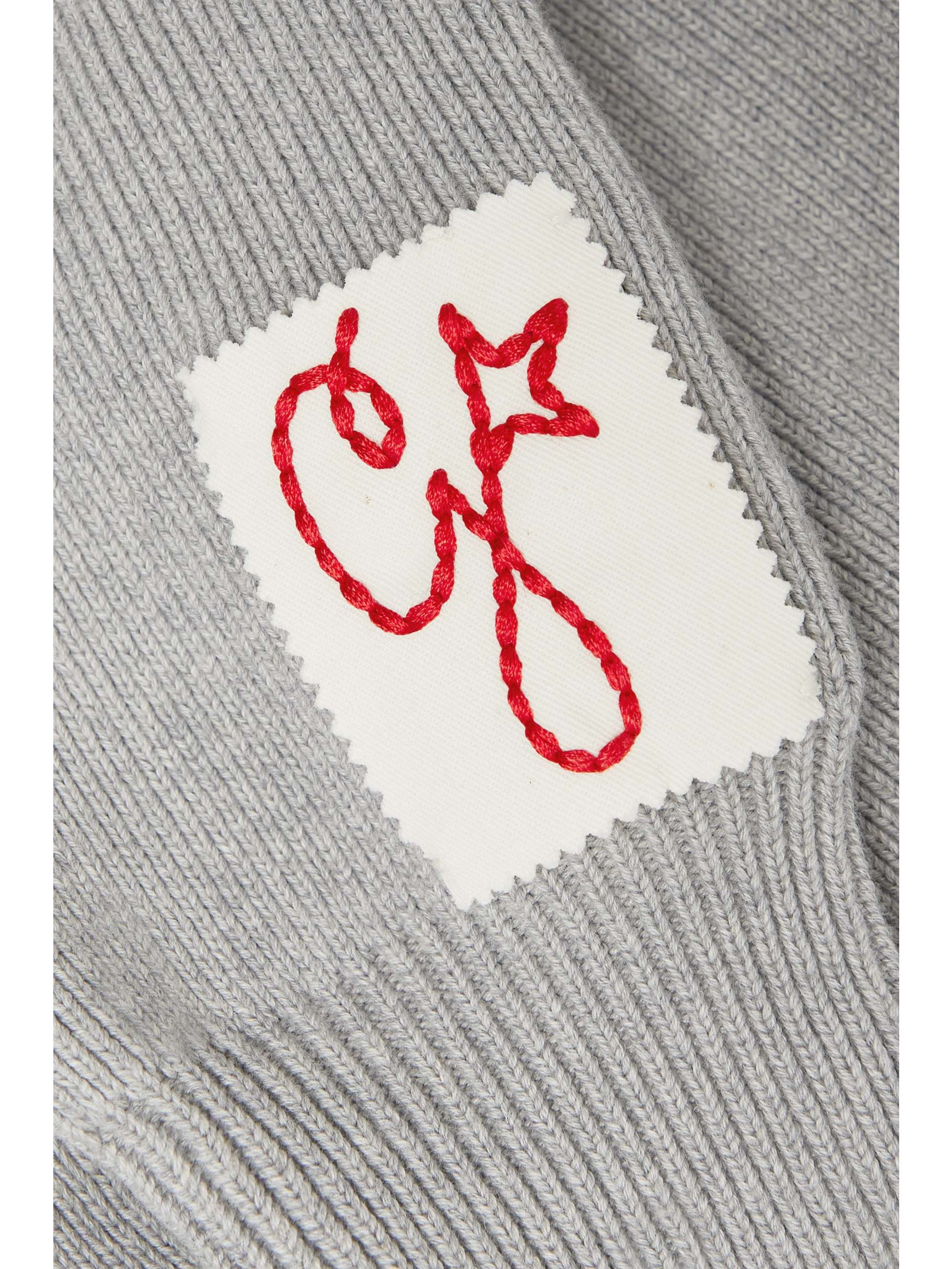GOLDEN GOOSE Distressed ribbed cotton-blend sweatshirt