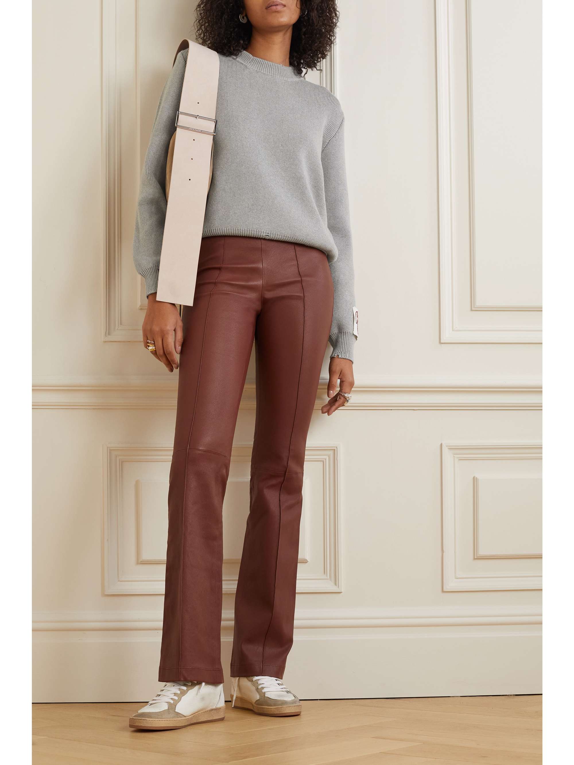 GOLDEN GOOSE Distressed ribbed cotton-blend sweatshirt