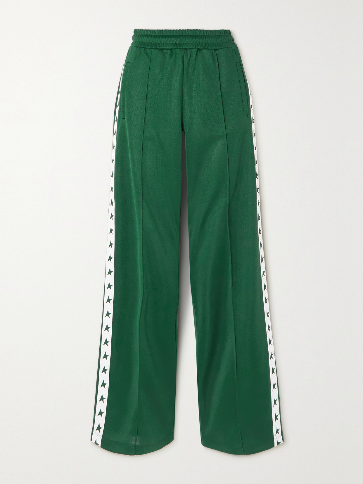 Golden Goose Striped Jersey Wide-leg Track Pants In Green