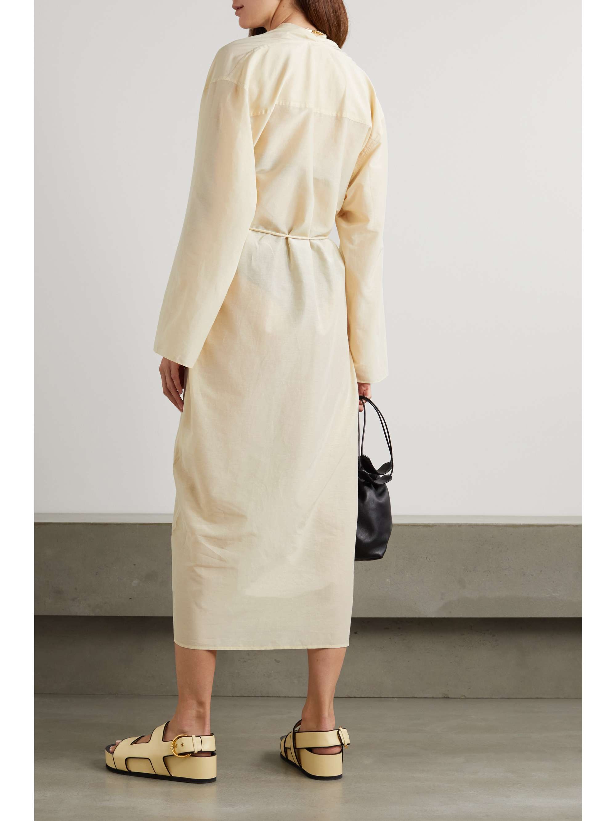 TOTEME Belted organic cotton and silk-blend voile shirt dress 