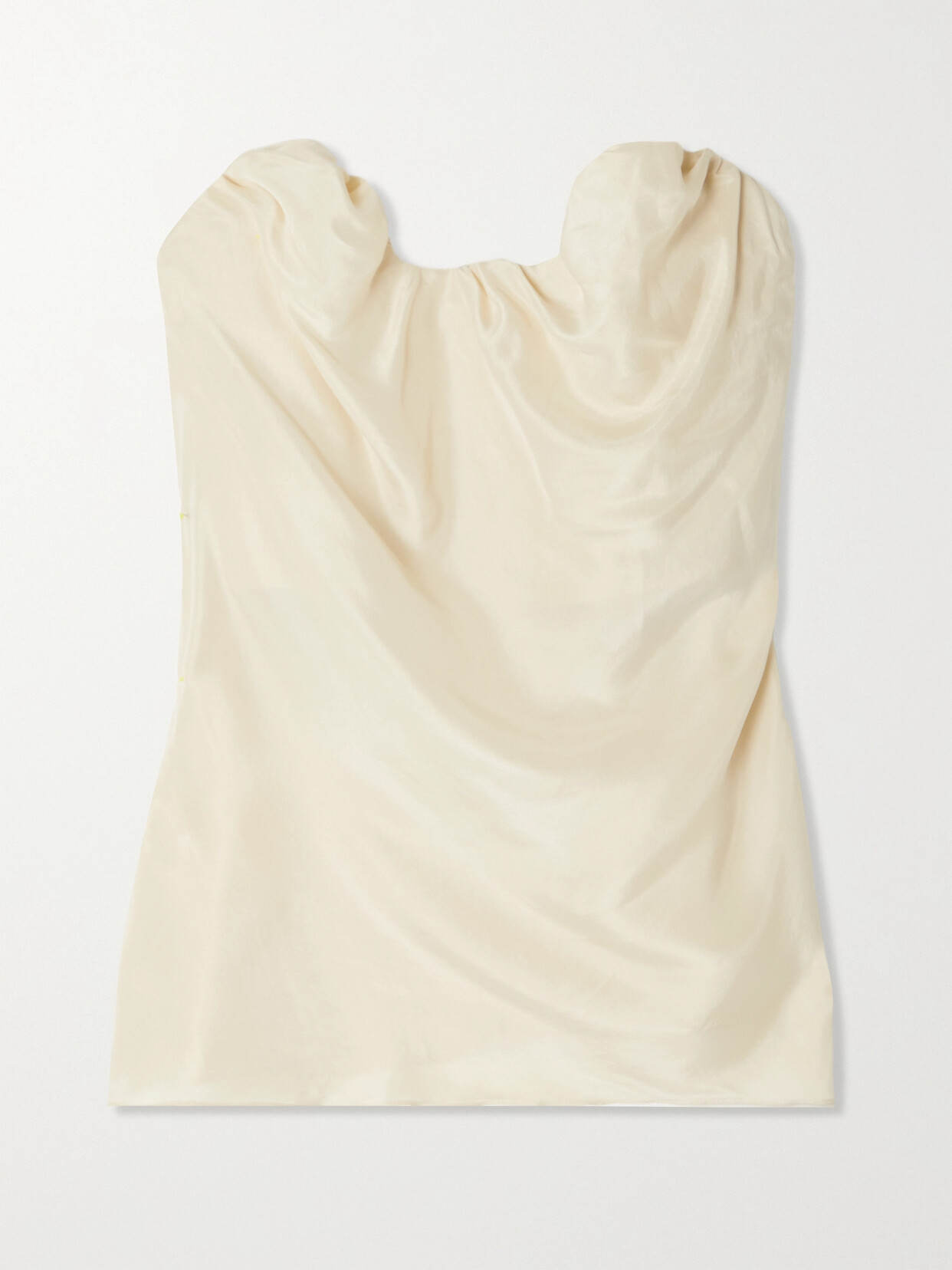 TOTEME - Moulage Strapless Gathered Silk-satin Top - Off-white