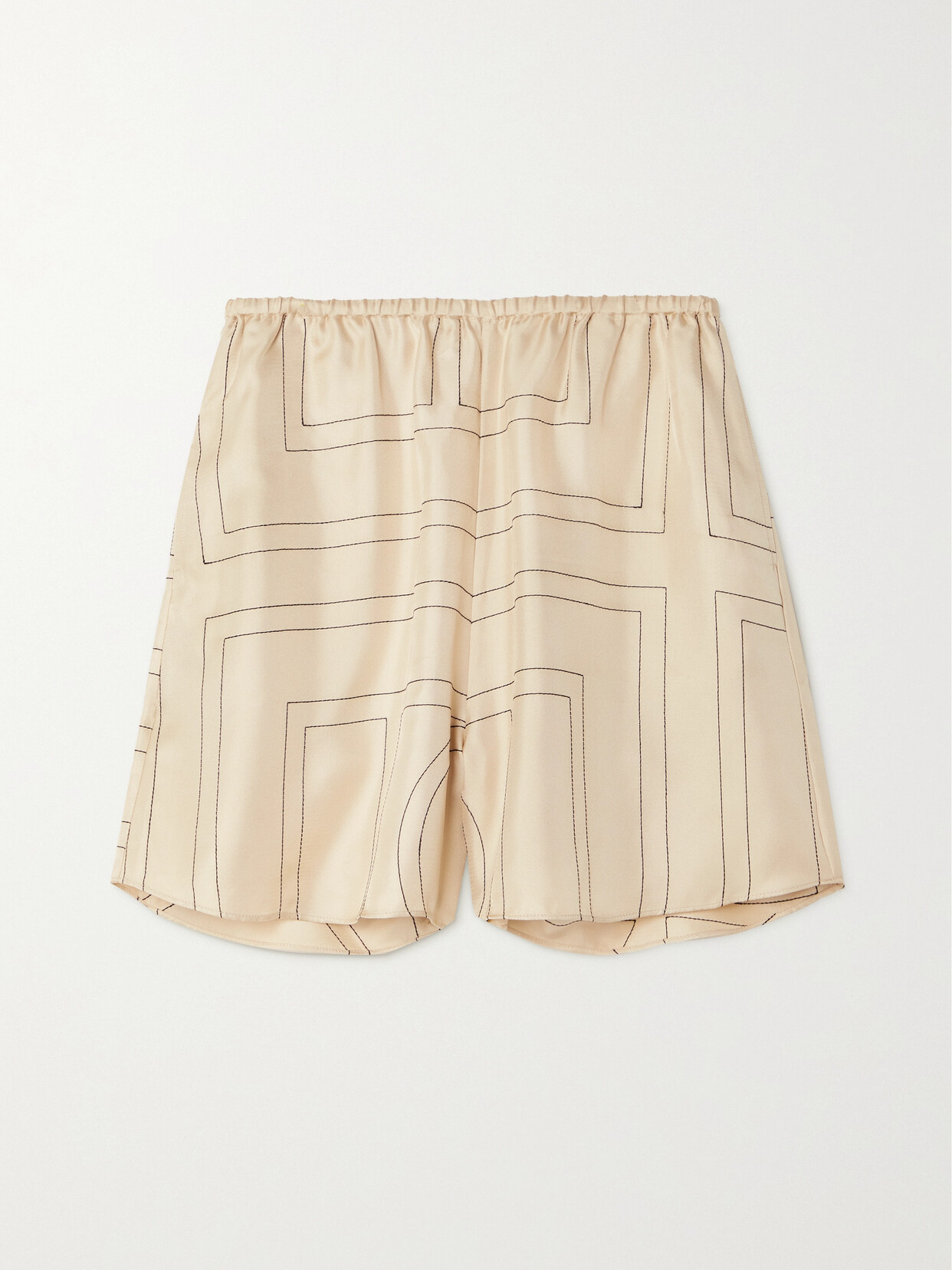 Shop Totême Embroidered Silk-twill Shorts In Ivory