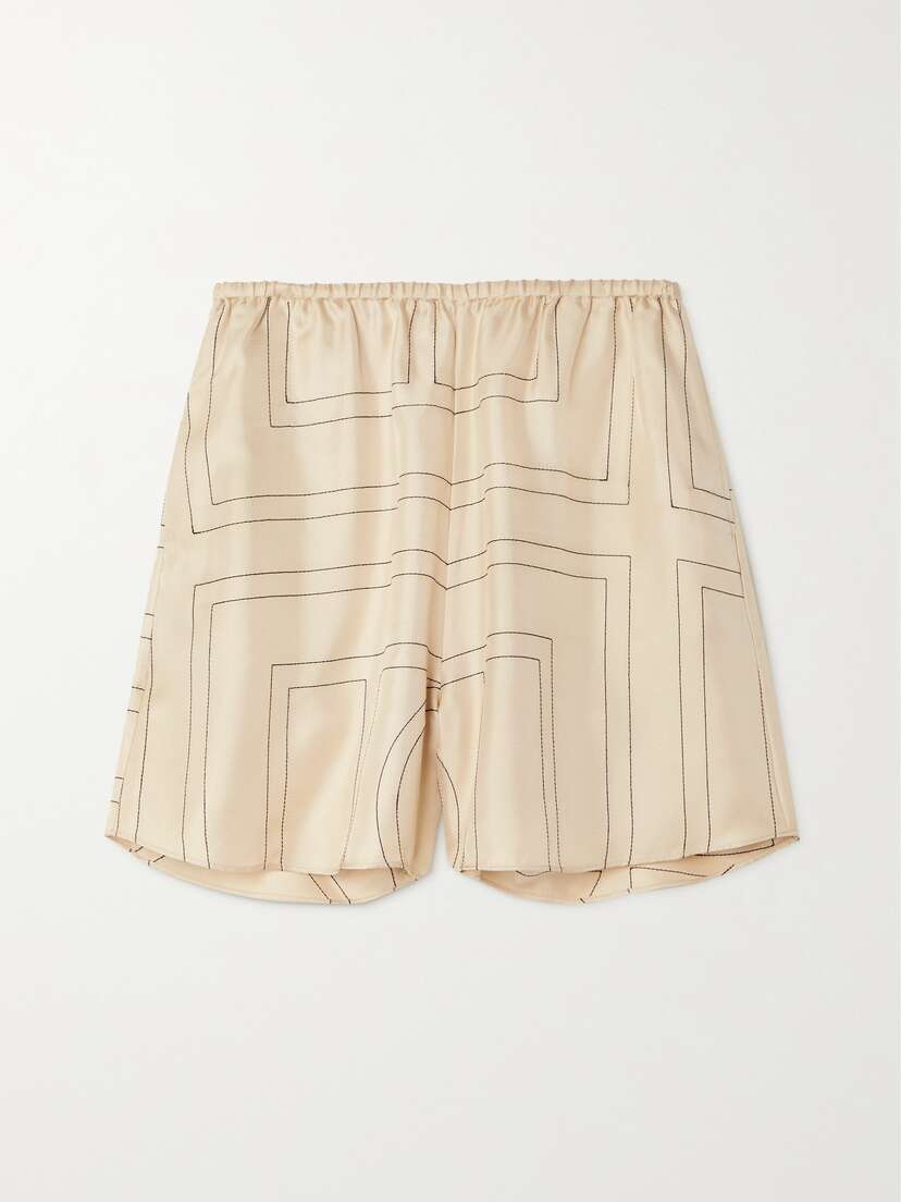 TOTEME Embroidered Silk-twill Shorts