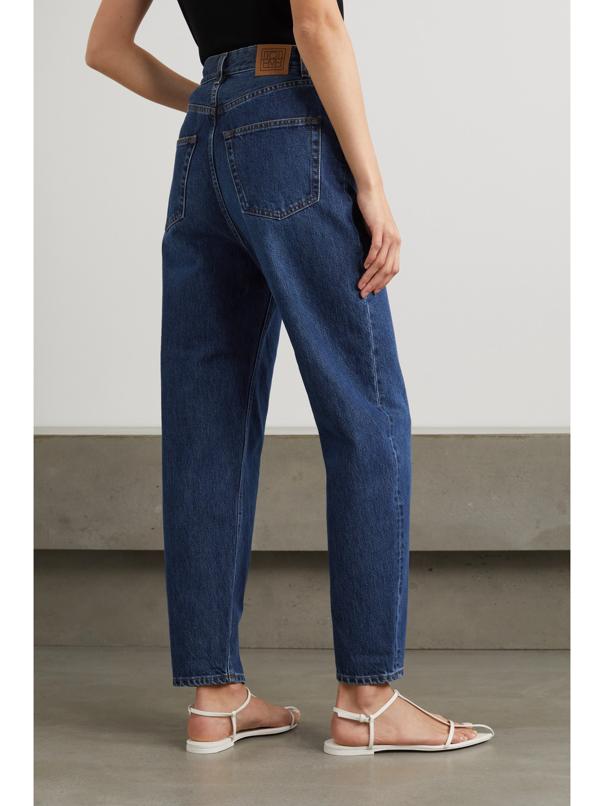 Shop Totême + Net Sustain High-rise Tapered Organic Jeans In Blue