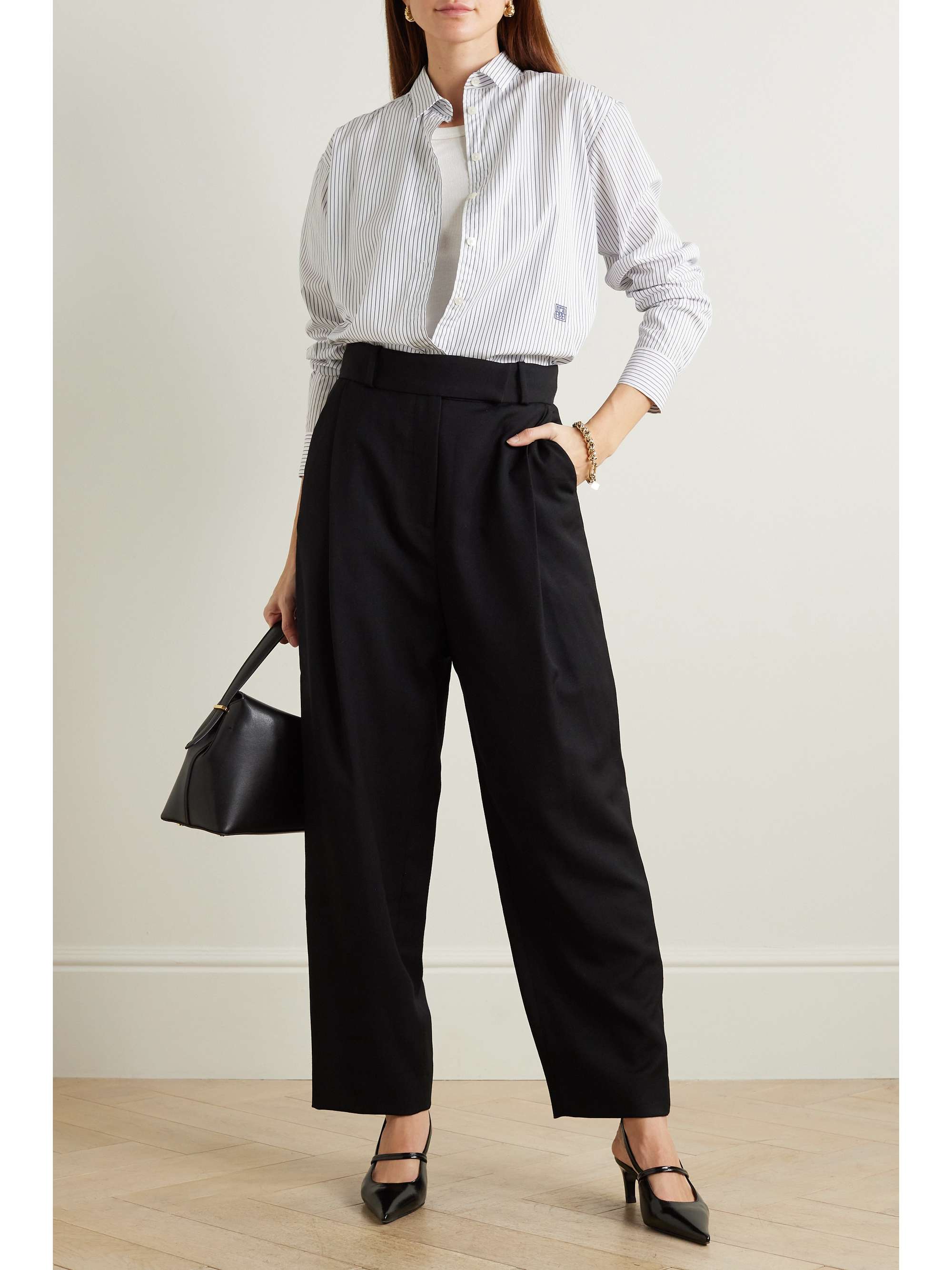 TOTEME Wool-crepe straight-leg pants