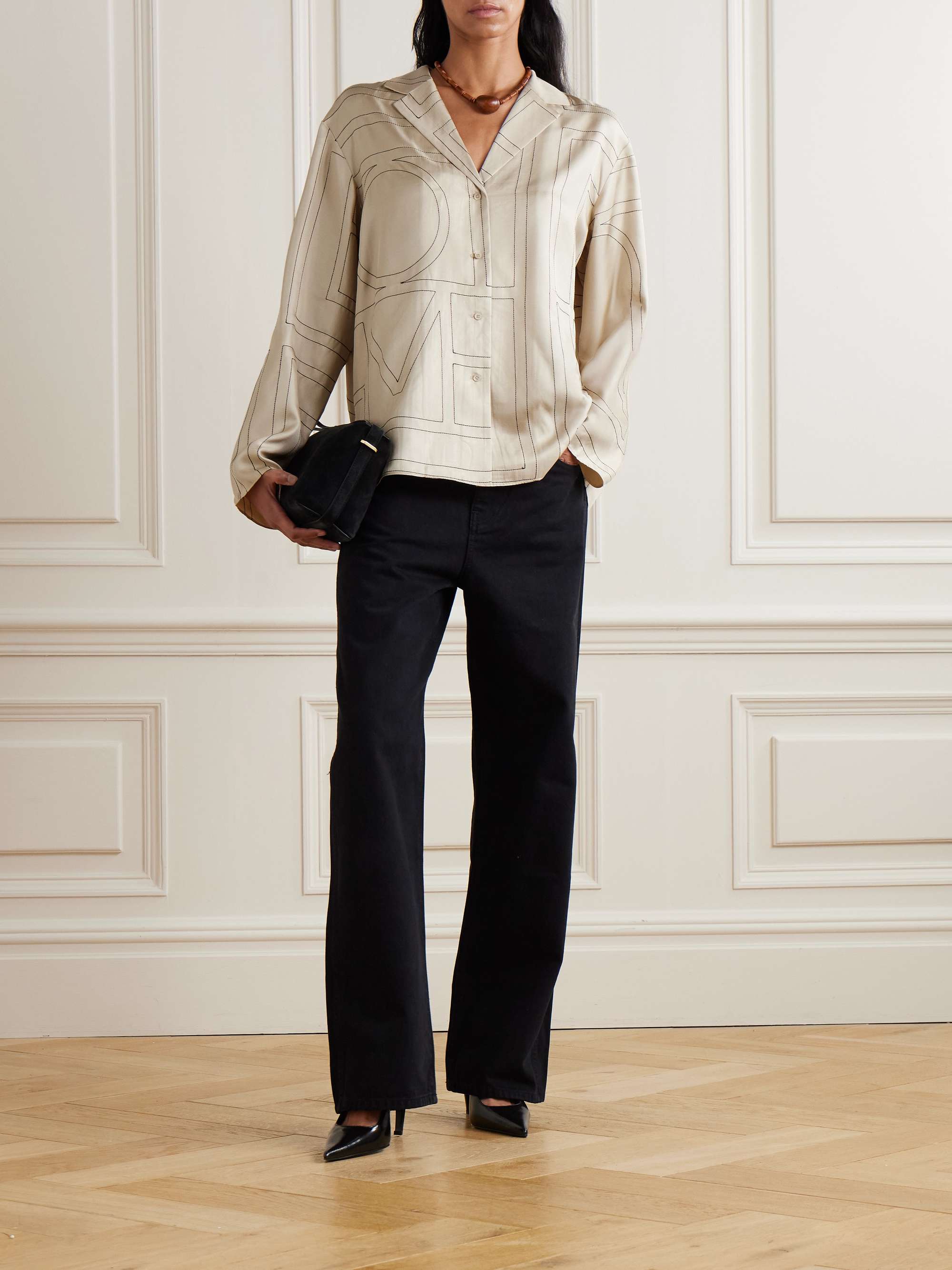 TOTEME Embroidered silk-twill shirt