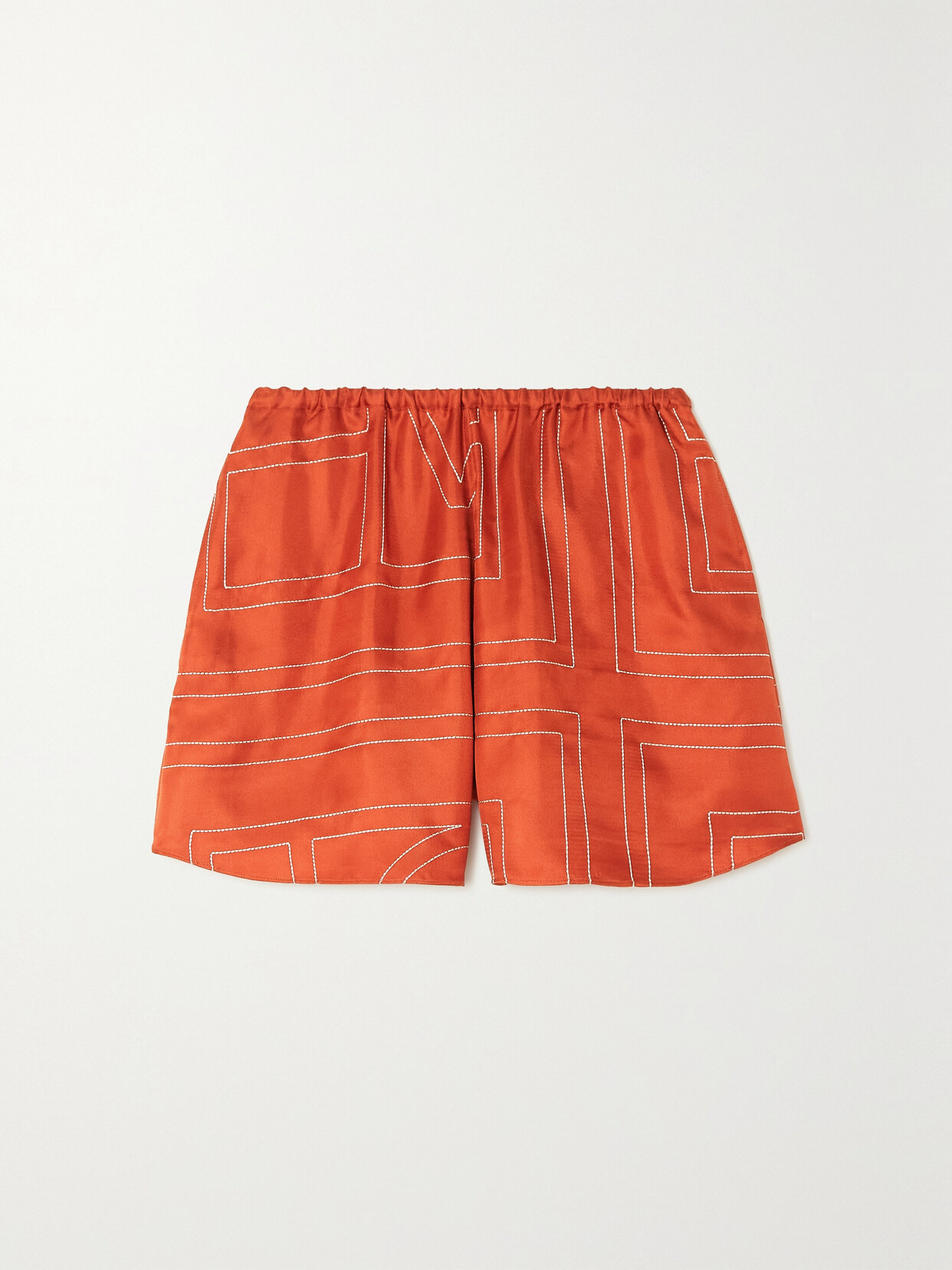 Totême Orange Logo-embroidered Silk-twill Shorts In Orange