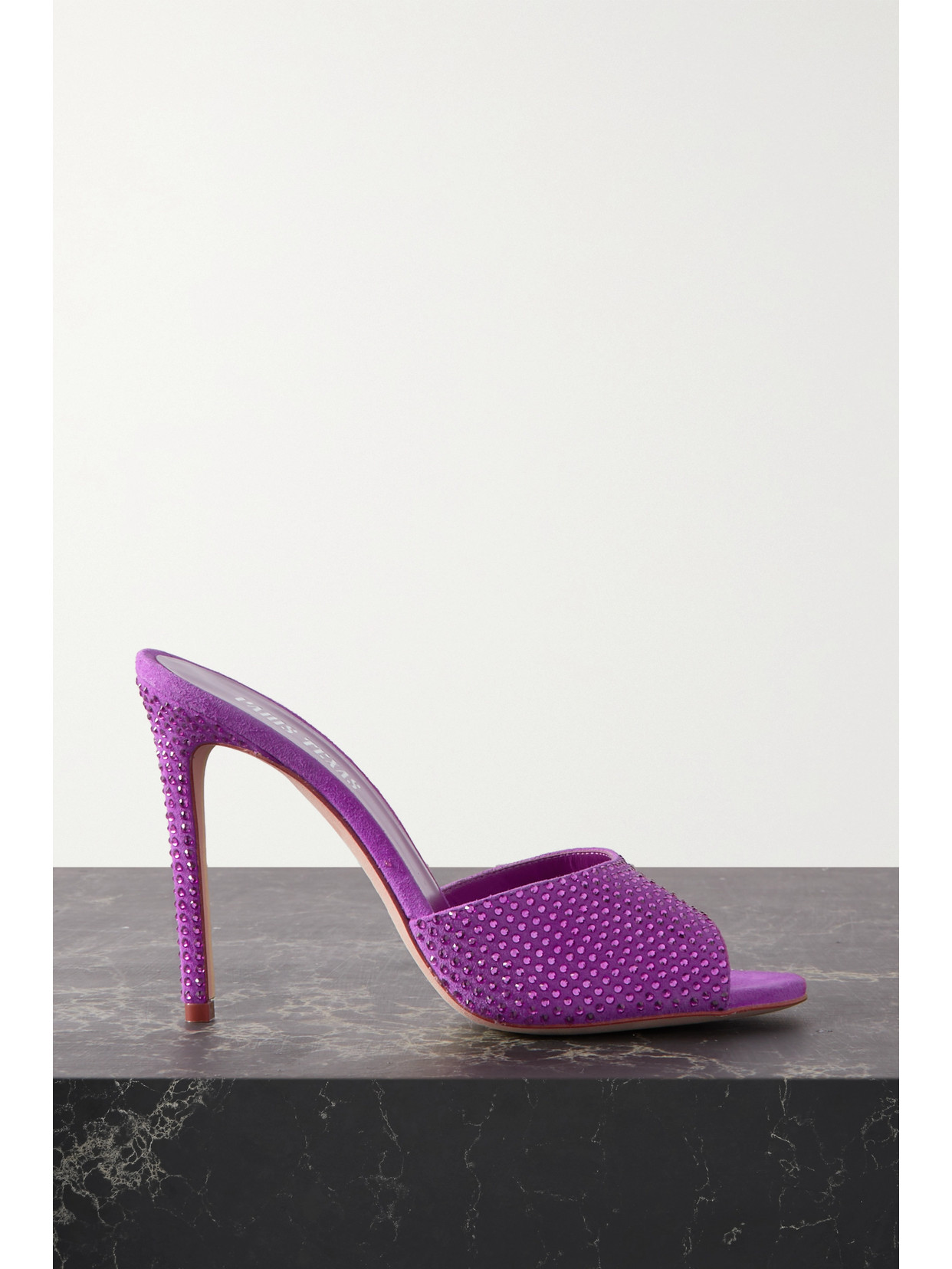 Shop Paris Texas Holly Crystal-embellished Suede Mules In Pink