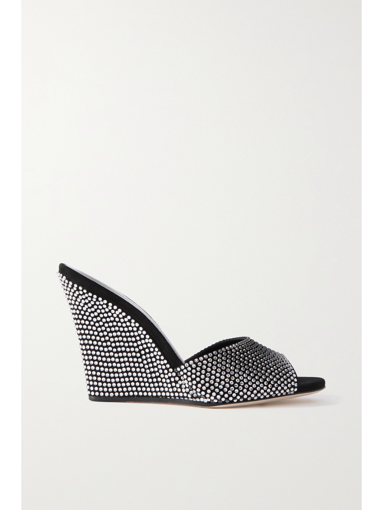 Holly Wanda Crystal-embellished Suede Wedge Mules