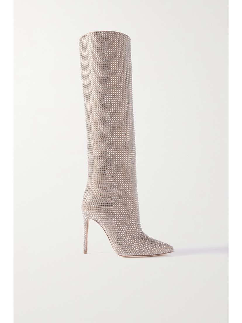 Paris Texas Holly Crystal-embellished Suede Knee Boots