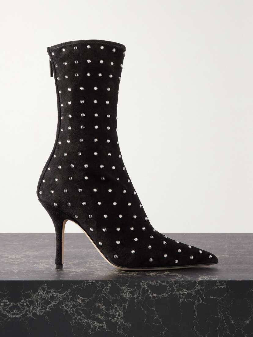 Paris Texas Holly Mama Crystal-embellished Suede Ankle Boots