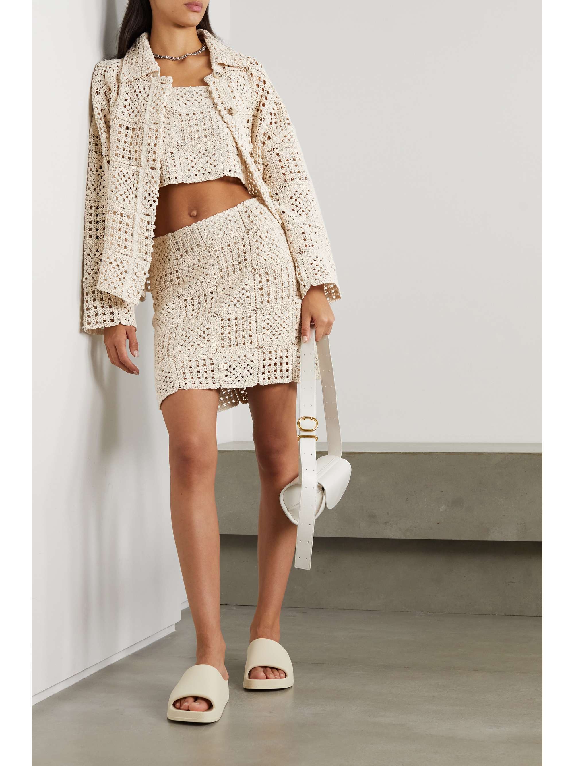 HOLZWEILER Ada crocheted organic cotton mini skirt