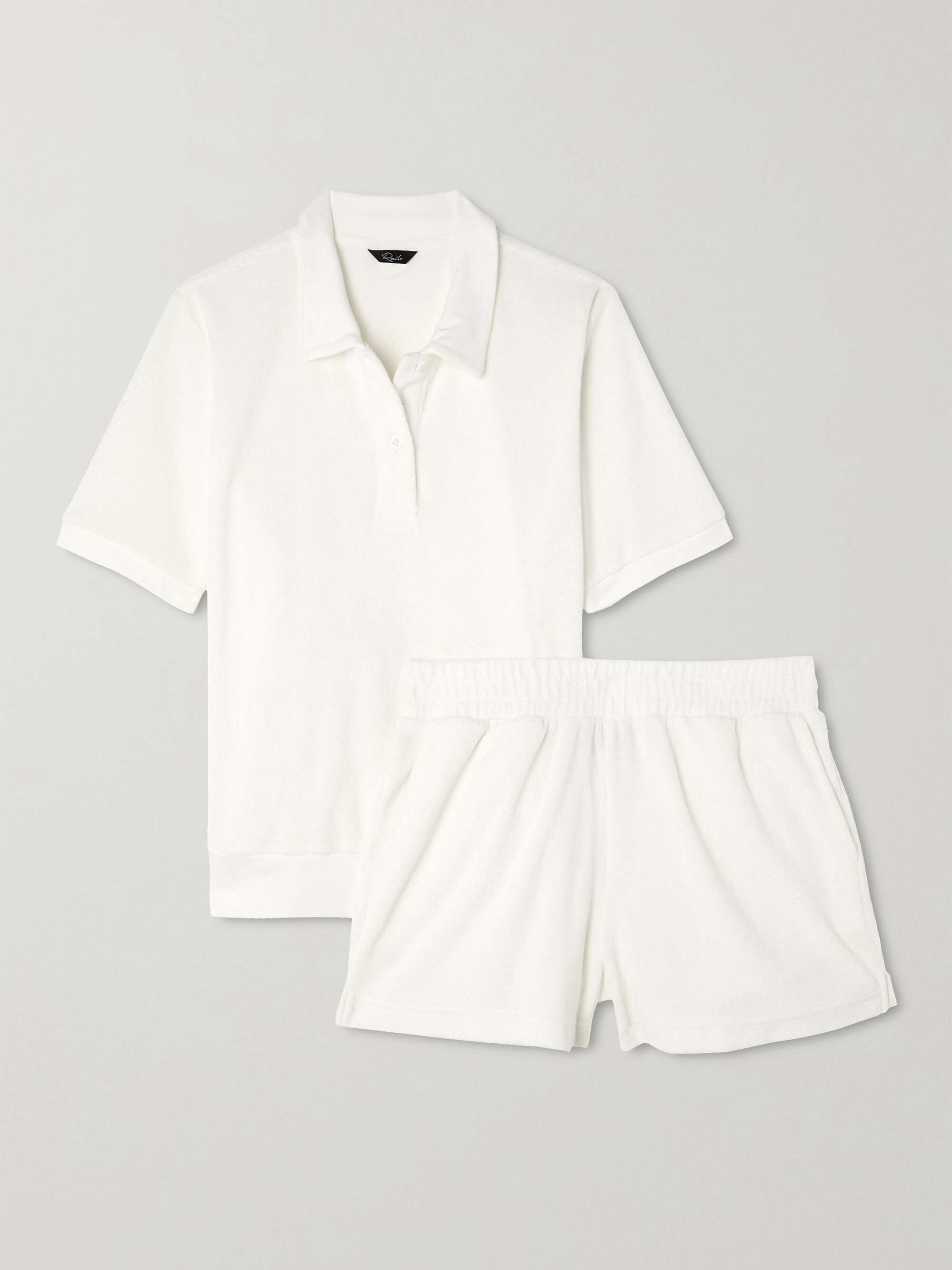 RAILS Serena and Jane cotton-blend terry polo shirt and shorts set ...