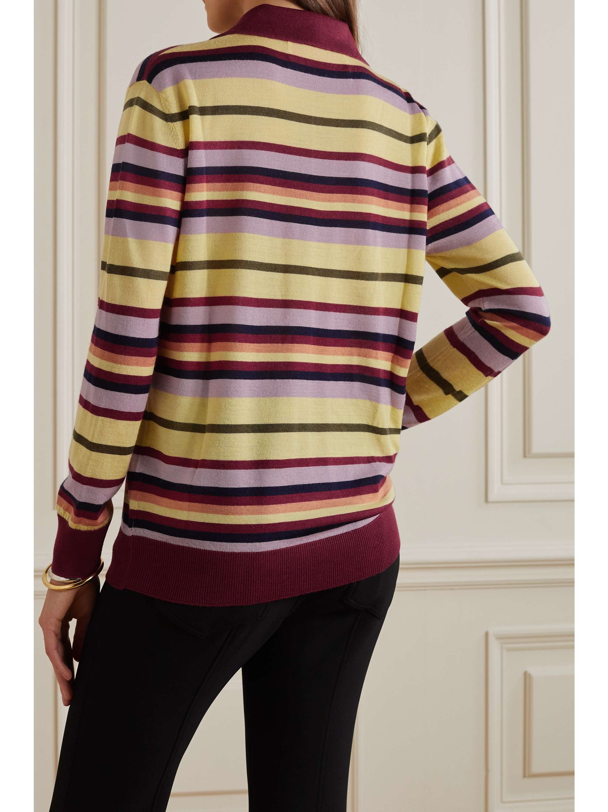 LUKHANYO MDINGI Striped wool and silk-blend polo sweater