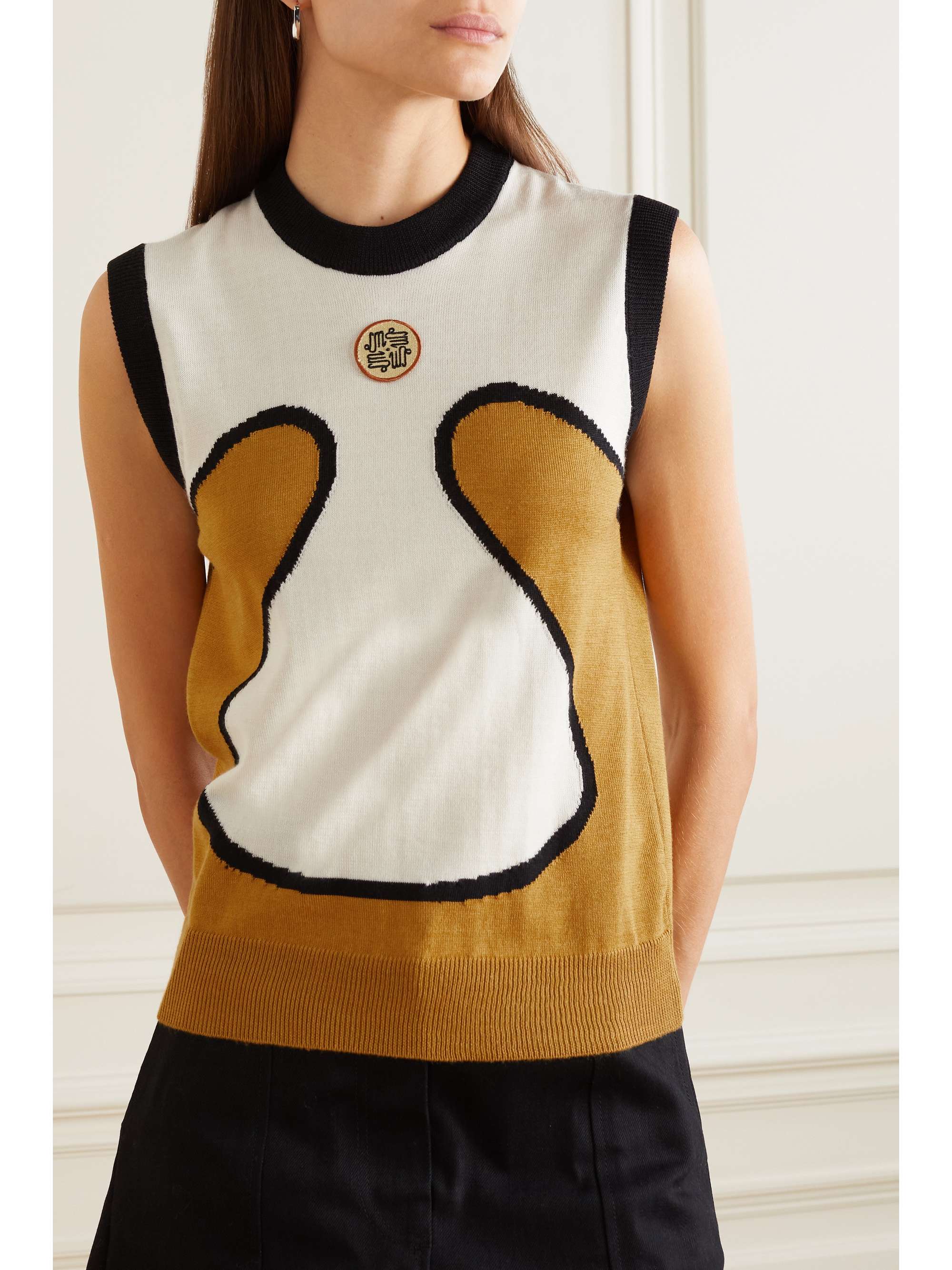 LUKHANYO MDINGI Appliquéd color-block wool and silk-blend vest