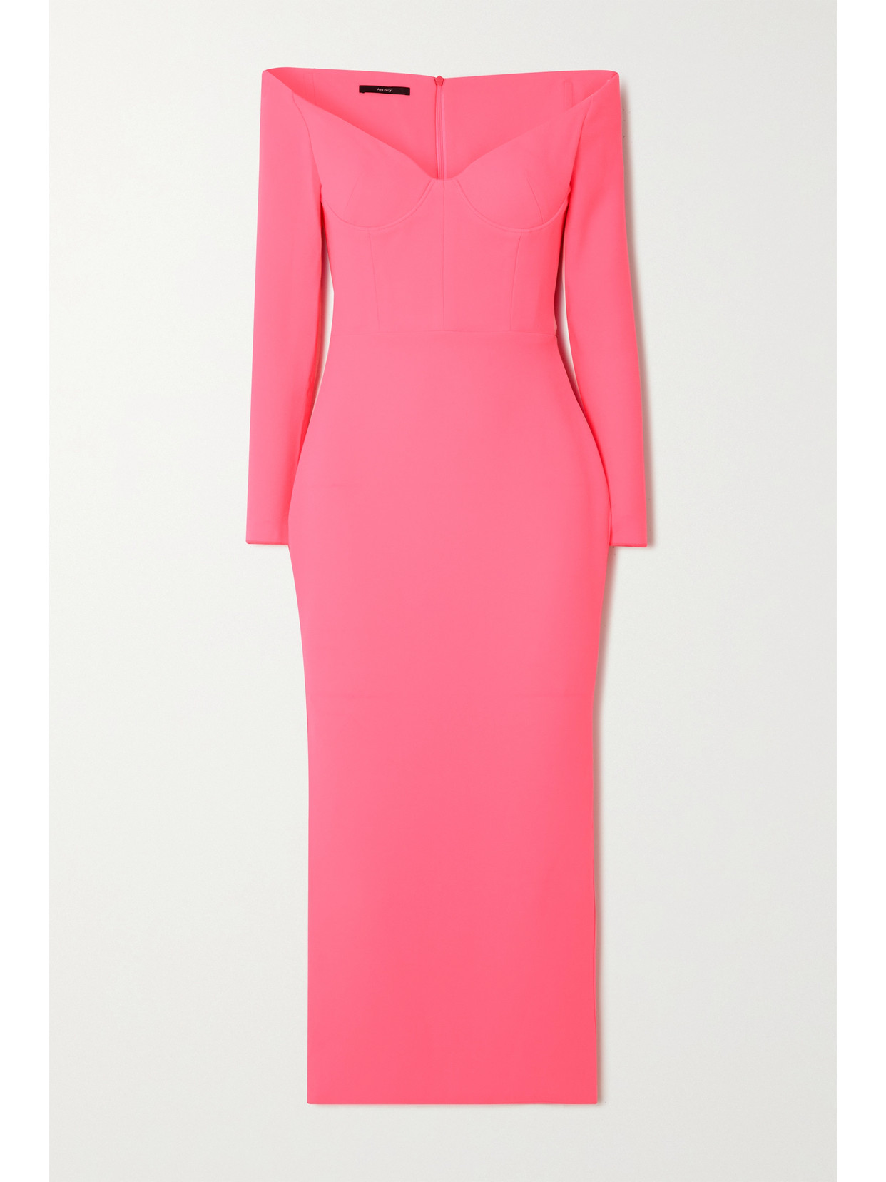 Alex Perry Strong-shoulder Bustier Stretch Crepe Midi Dress In Pink