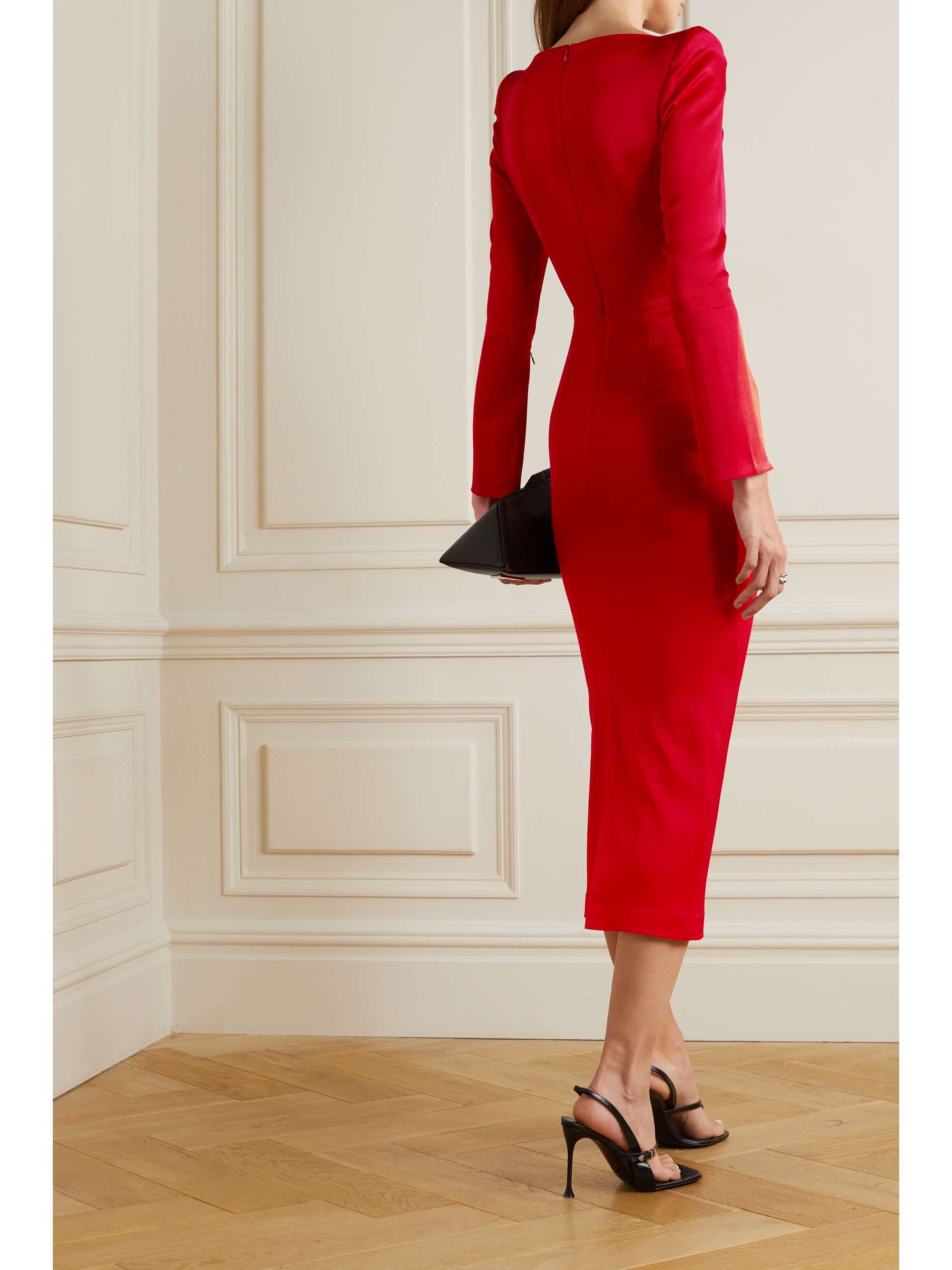 ALEX PERRY Dellen satin-crepe midi dress
