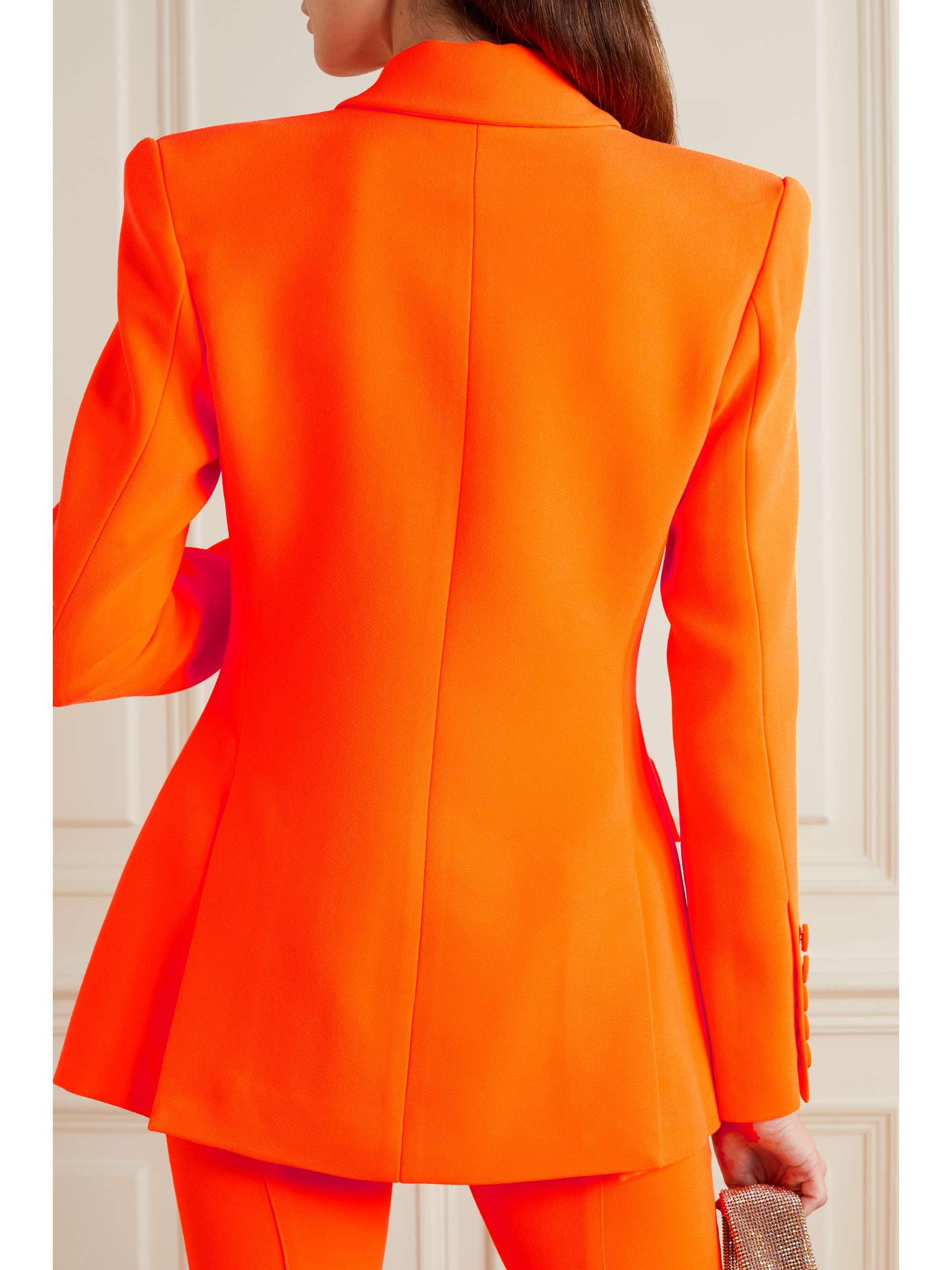 ALEX PERRY Landon neon double-breasted stretch-crepe blazer