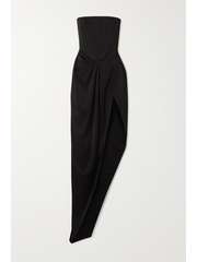Black Ledger strapless draped satin-crepe gown | ALEX PERRY | NET-A-PORTER
