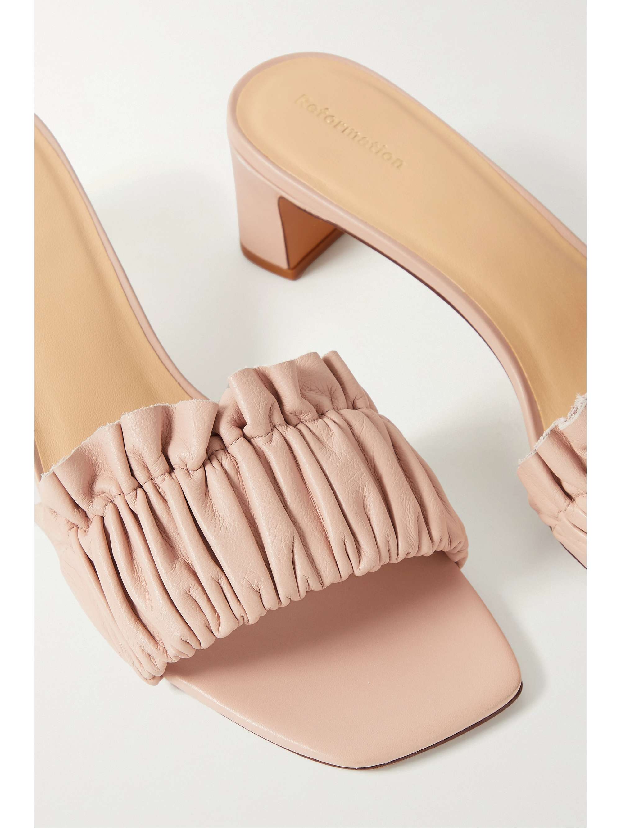 REFORMATION Shereen ruched leather mules