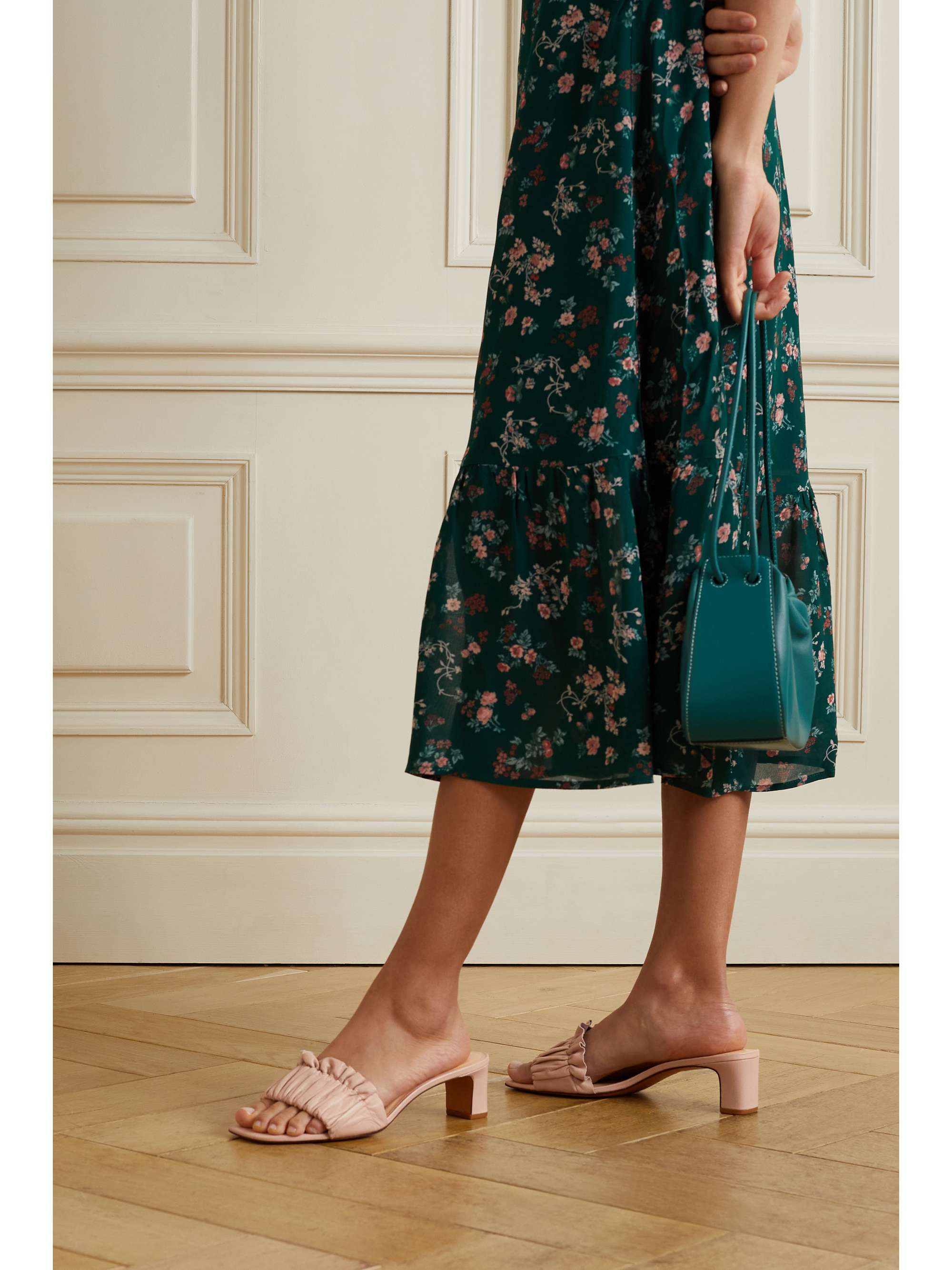 REFORMATION Shereen ruched leather mules