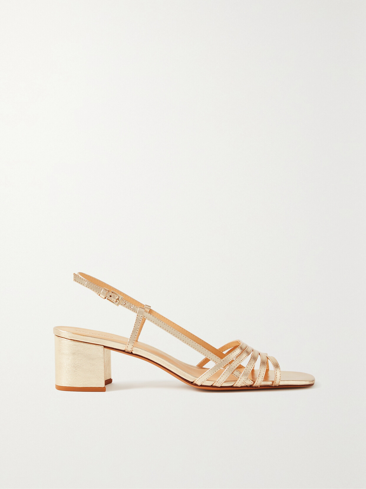 Reformation + Net Sustain Eleonora Metallic Leather Slingback Sandals - Gold