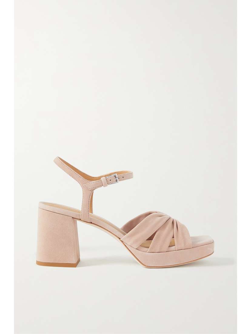 Reformation Maize Ruched Suede Platform Sandals