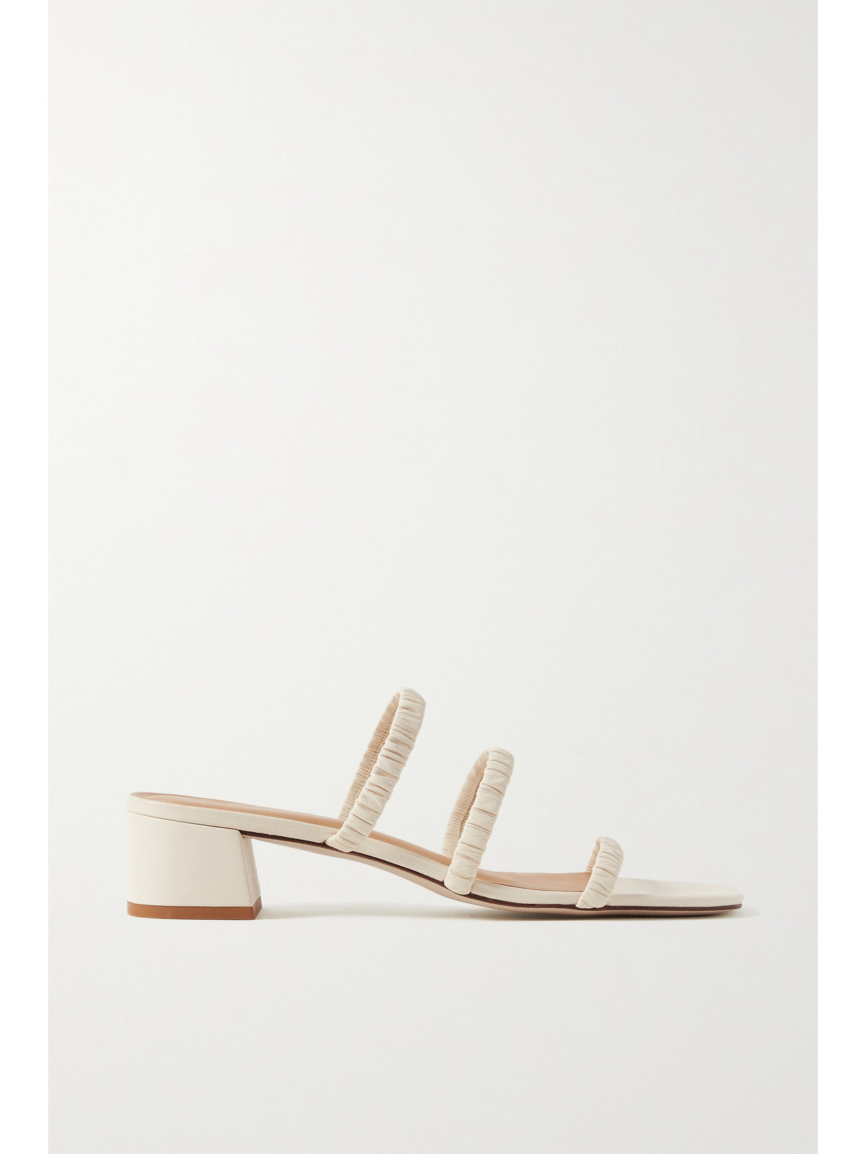 REFORMATION ASSUNTA RUCHED LEATHER MULES