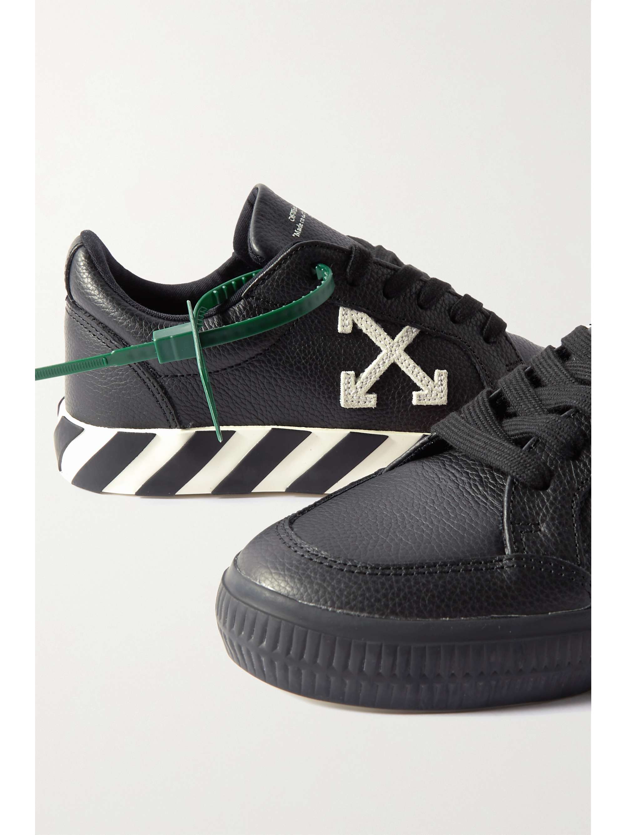 Off-White Low Vulcanized Logo-Appliquéd Rubber-Trimmed Textured-leather Sneakers - Black - 35