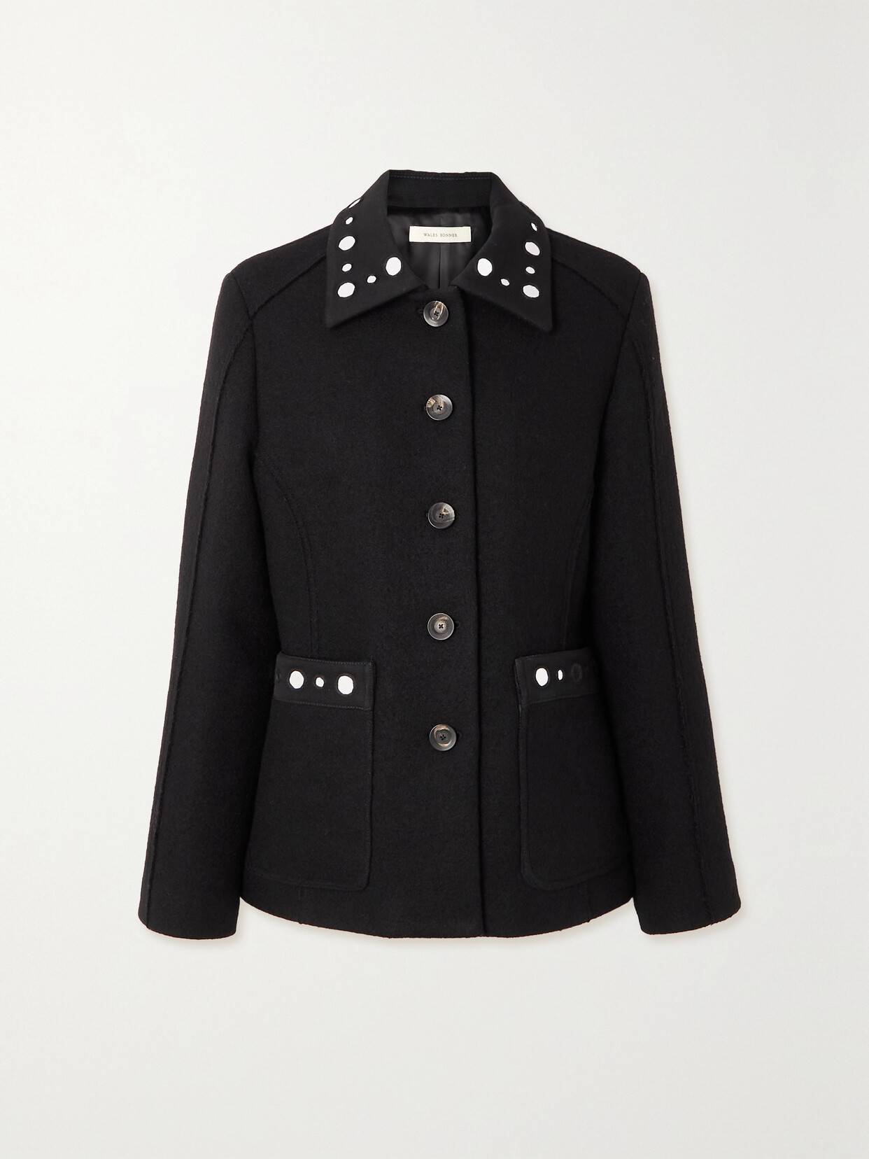Wales Bonner Mirror-embellished Twill-trimmed Wool Jacket