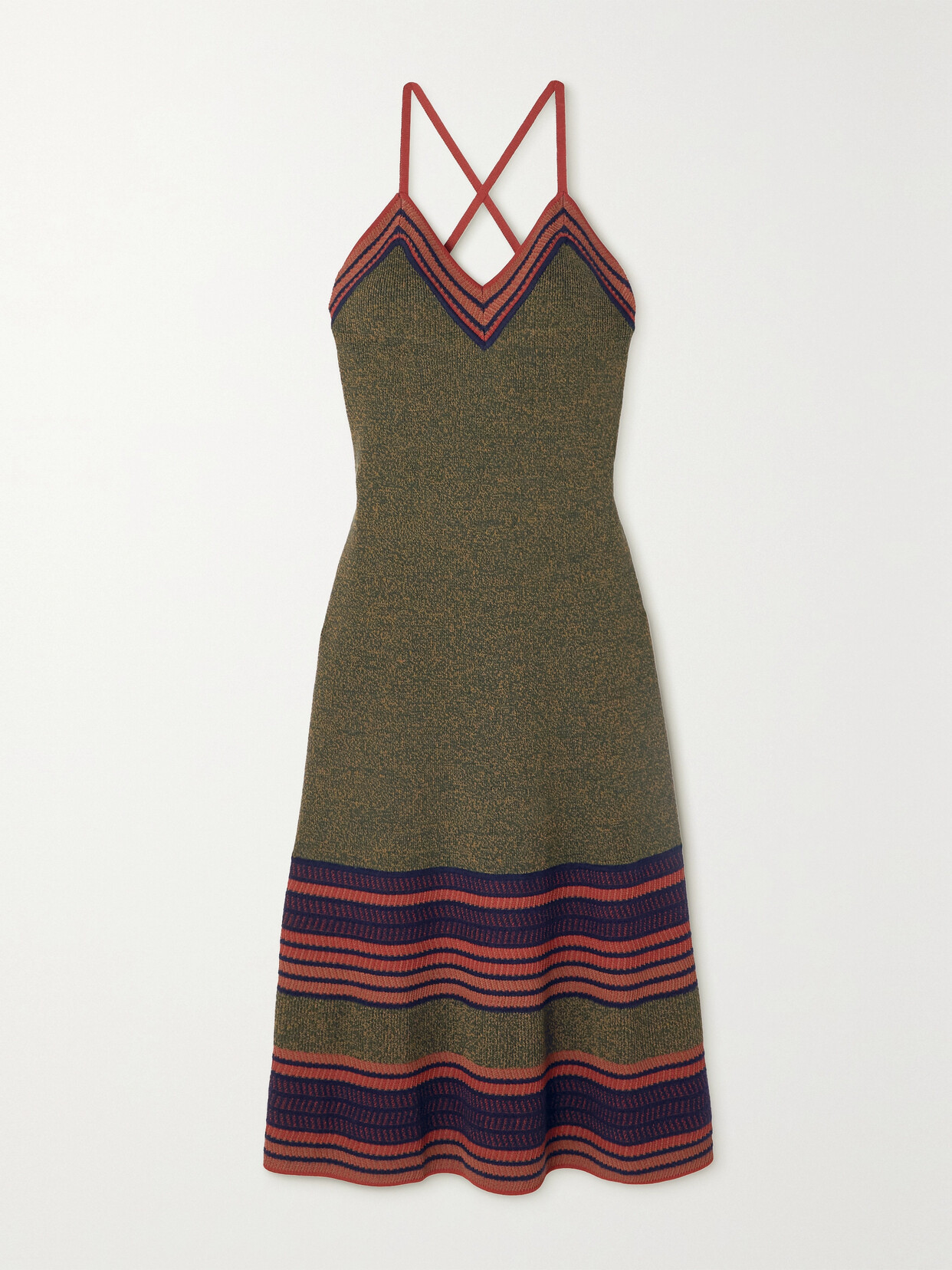 Wales Bonner - Fusion Striped Wool-blend Dress - Green