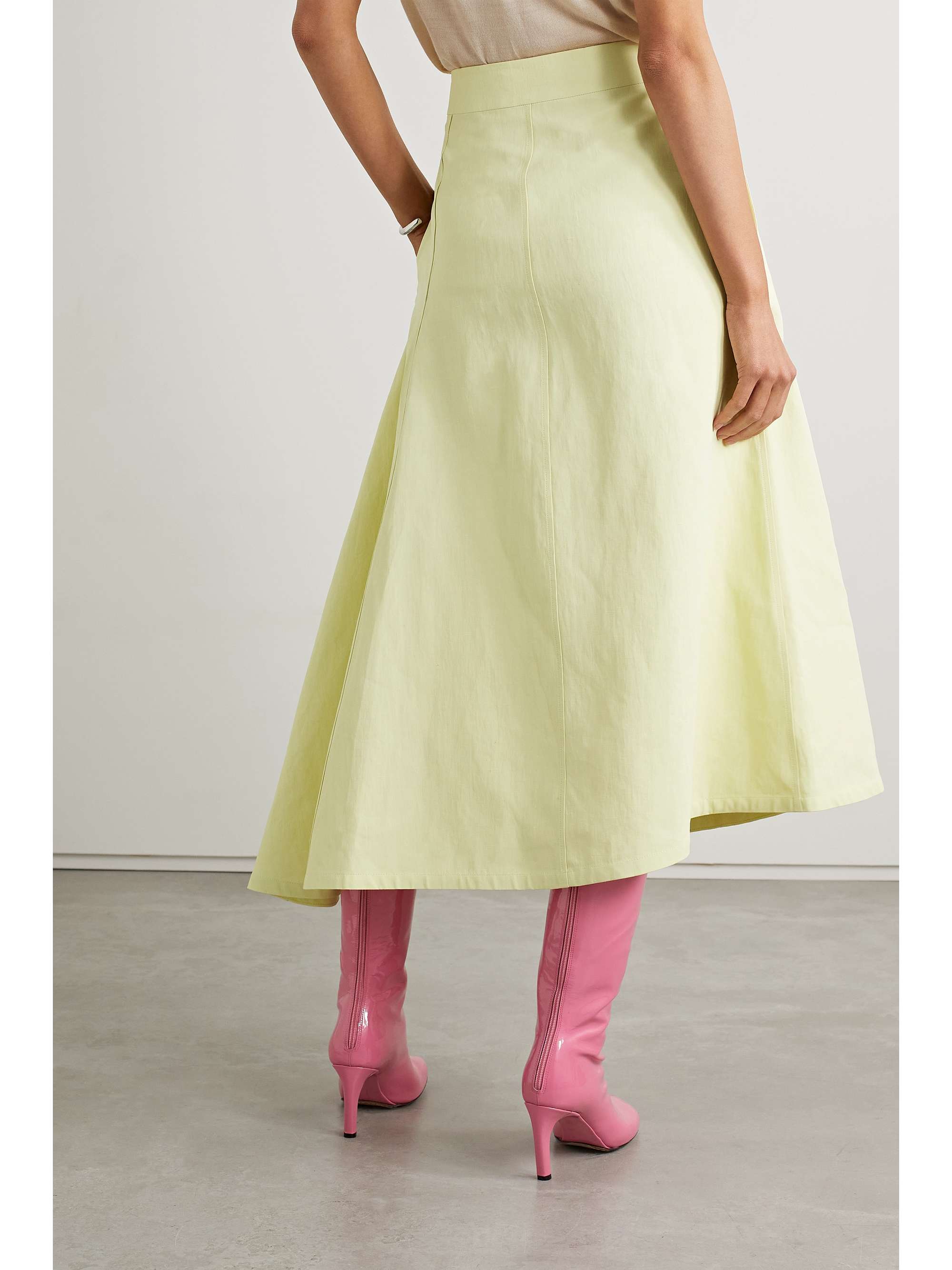 JIL SANDER Coated-linen midi skirt