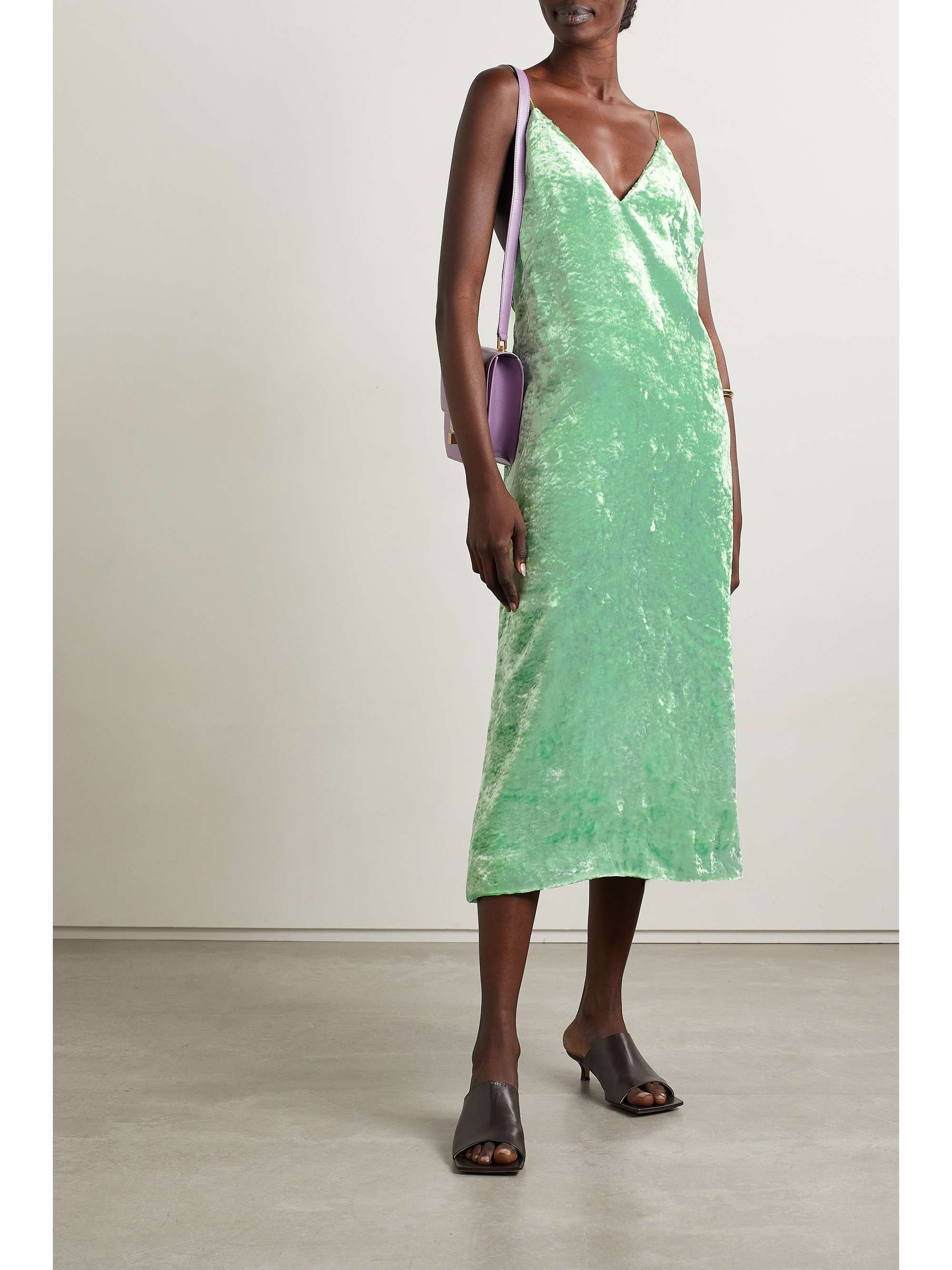 JIL SANDER Open-back crushed-velvet midi dress