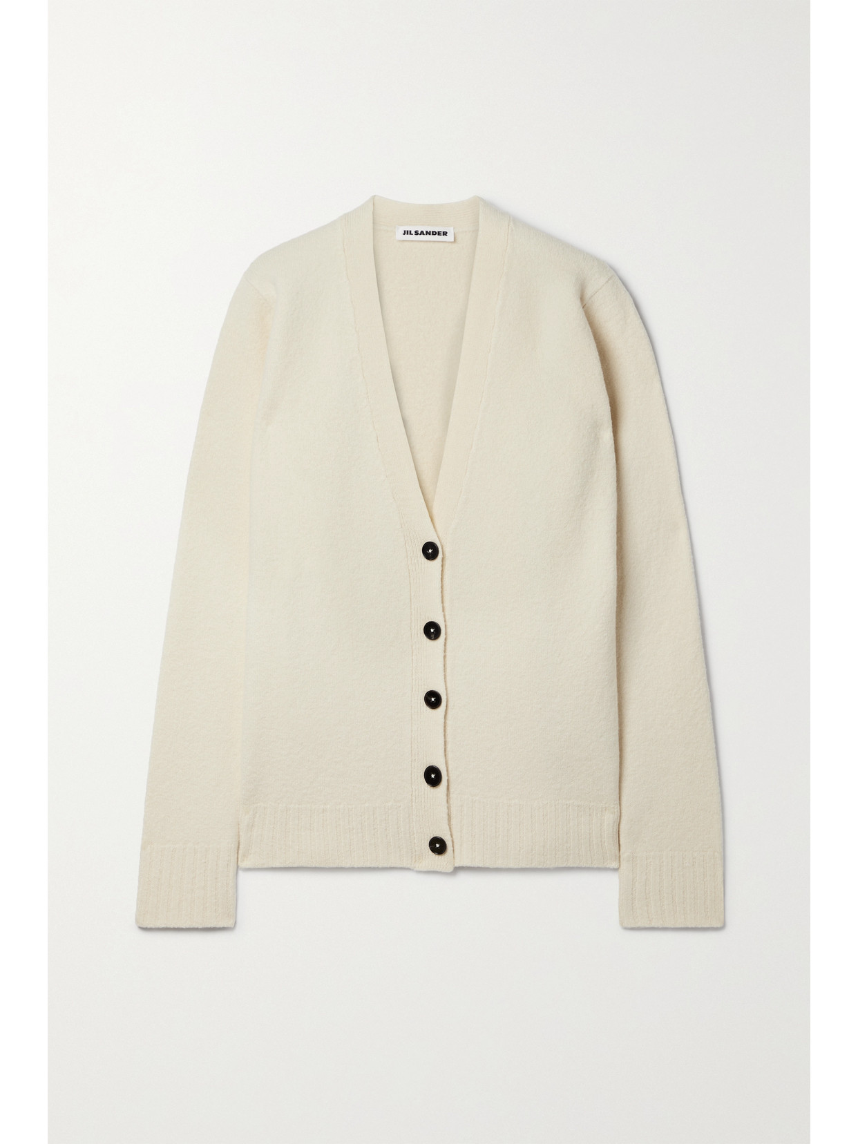 Jil Sander Boiled Wool Cardigan In Cream