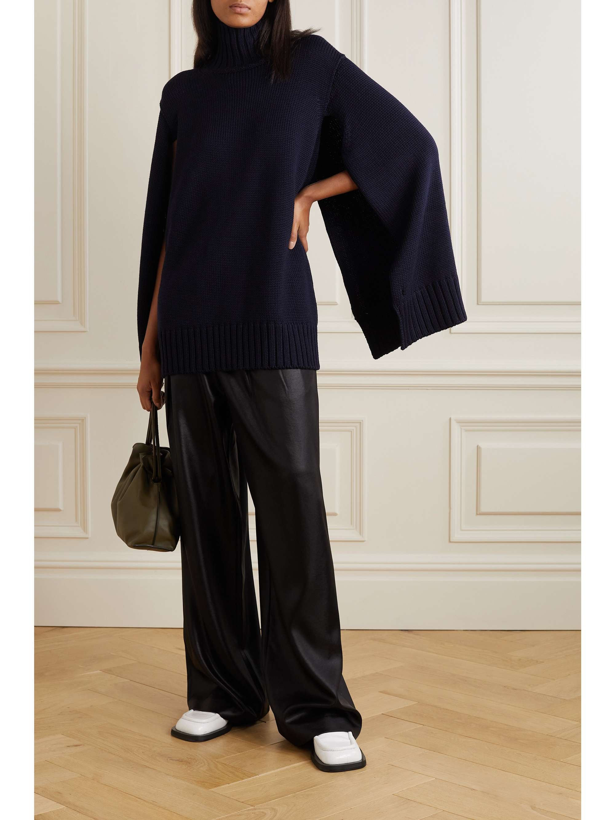 Jil Sander - Cape-effect Wool Turtleneck Sweater - Blue - FR42 - Net A Porter