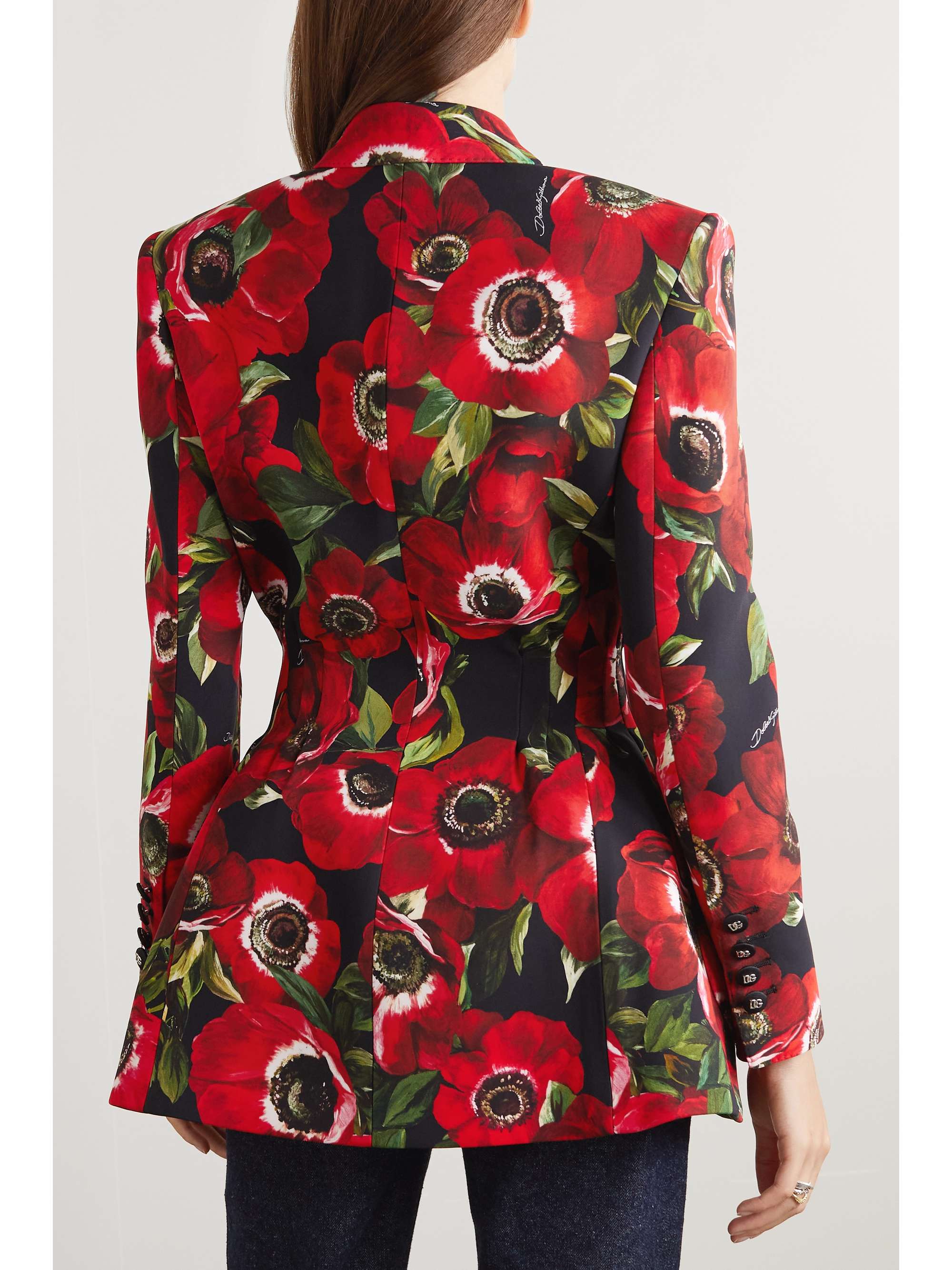 DOLCE&GABBANA Double-breasted floral-print cady blazer