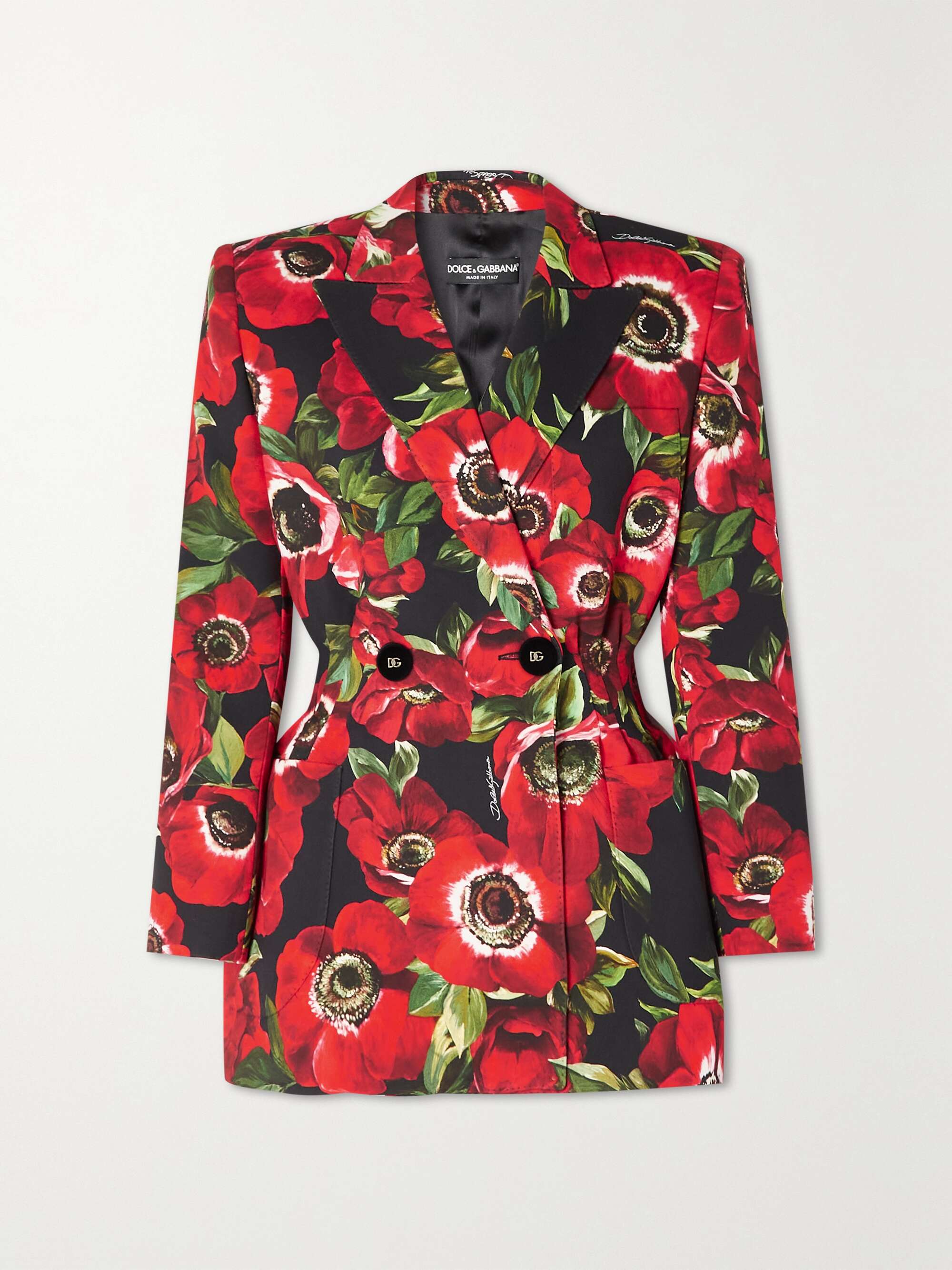 DOLCE&GABBANA Double-breasted floral-print cady blazer
