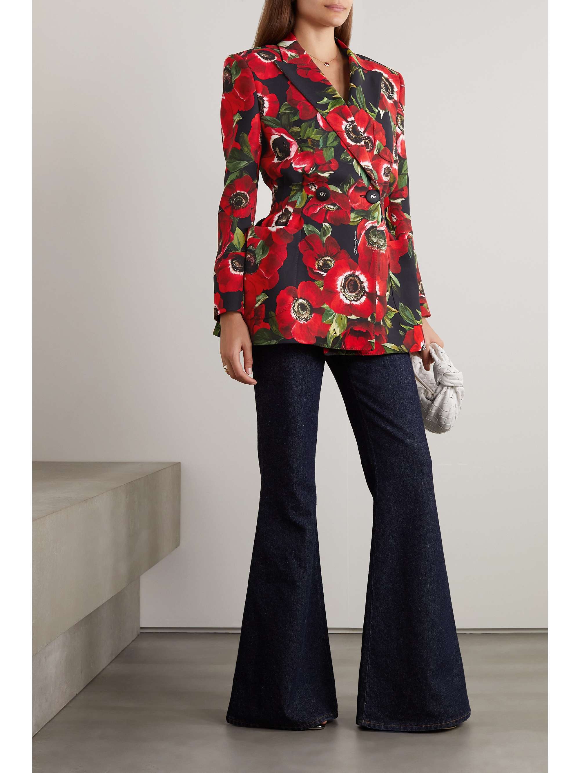 DOLCE&GABBANA Double-breasted floral-print cady blazer