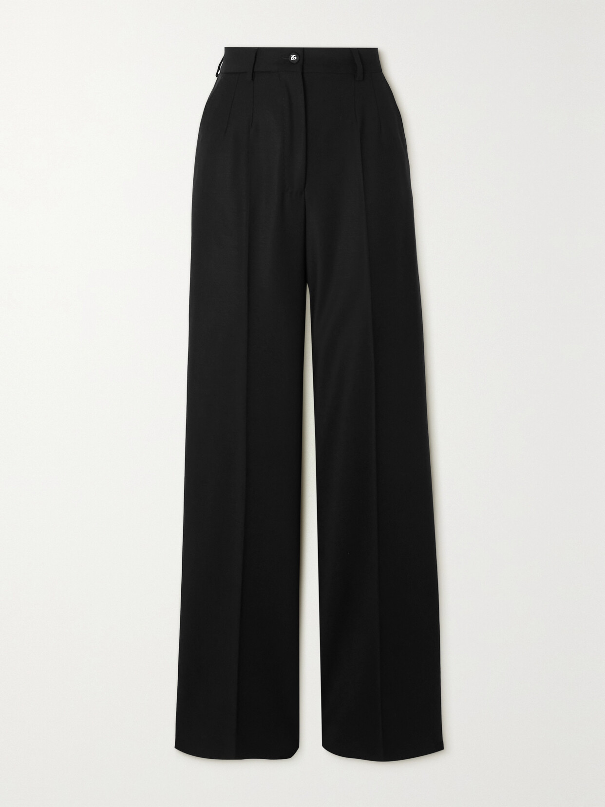 Dolce & Gabbana Grosgrain-trimmed Wool-blend Twill Straight-leg Pants - Black