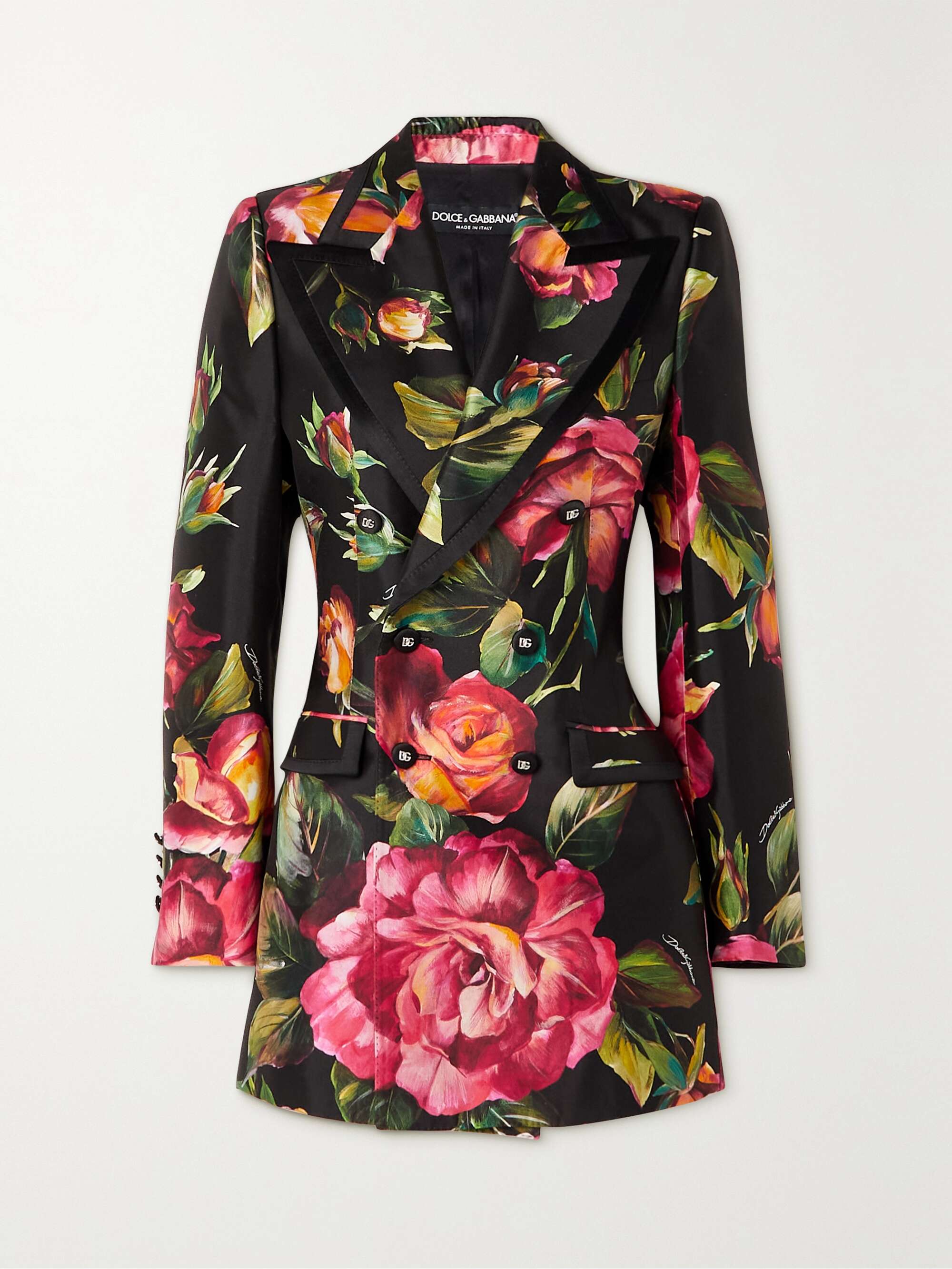 DOLCE & GABBANA Double-breasted satin-trimmed floral-print silk blazer | NET-A-PORTER DOLCE & GABBANA Double-breasted satin-trimmed floral-print silk blazer | NET-A-PORTER