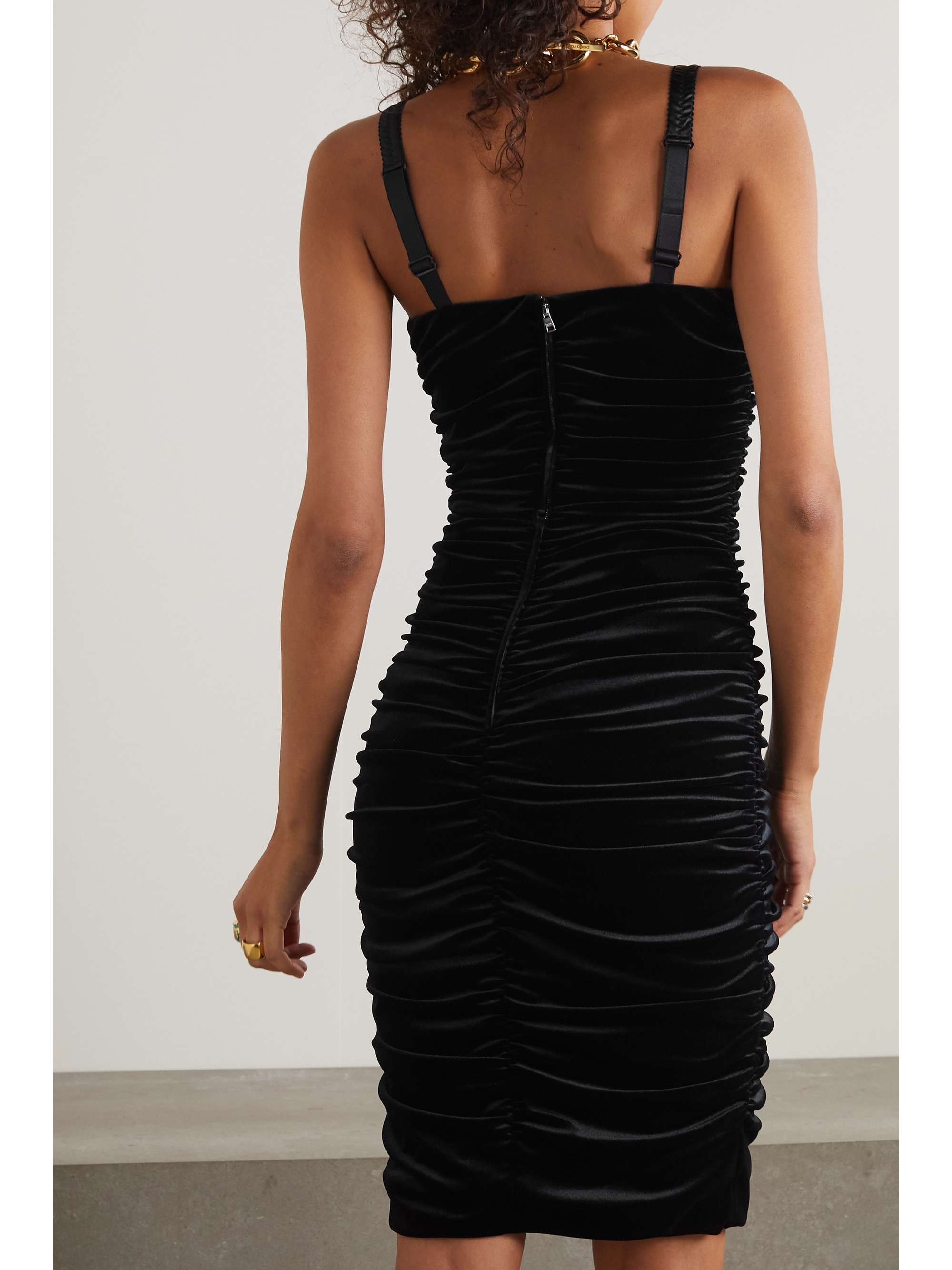 DOLCE&GABBANA Ruched stretch-velvet dress
